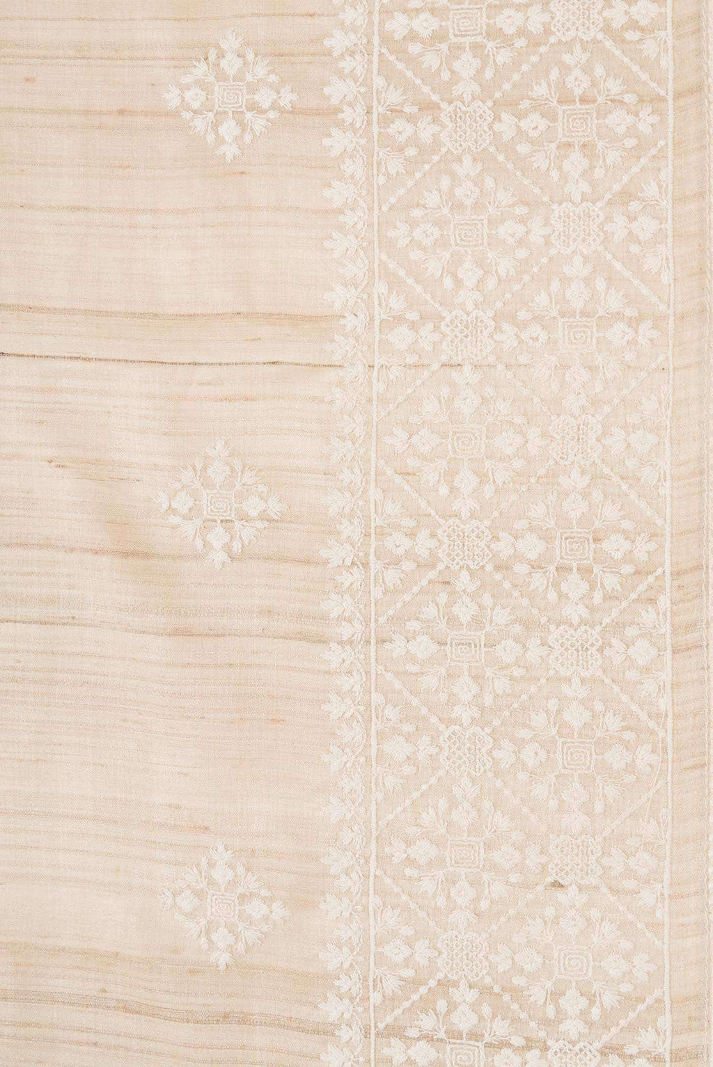 Beige Tussar Silk Saree