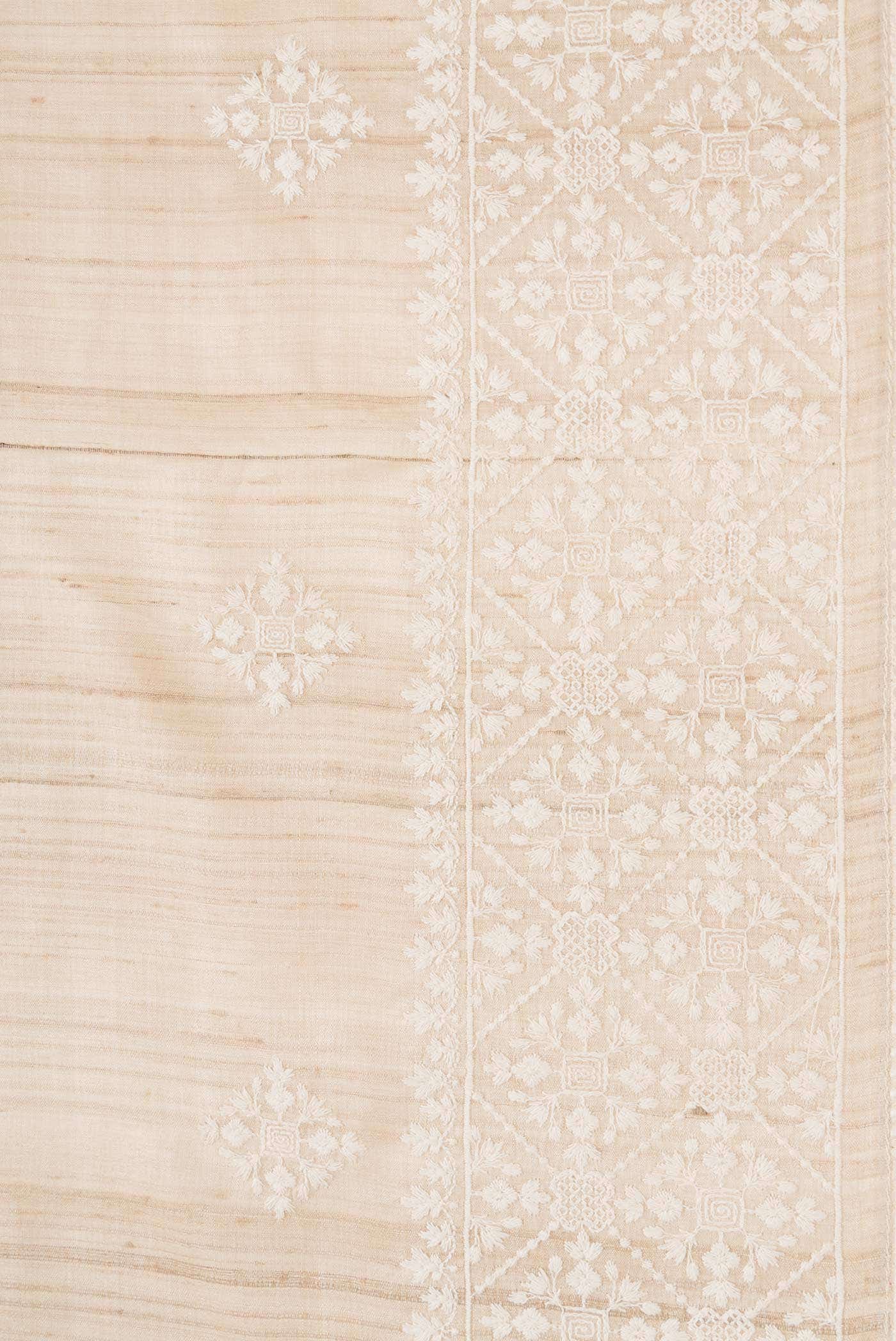 Beige Tussar Silk Saree
