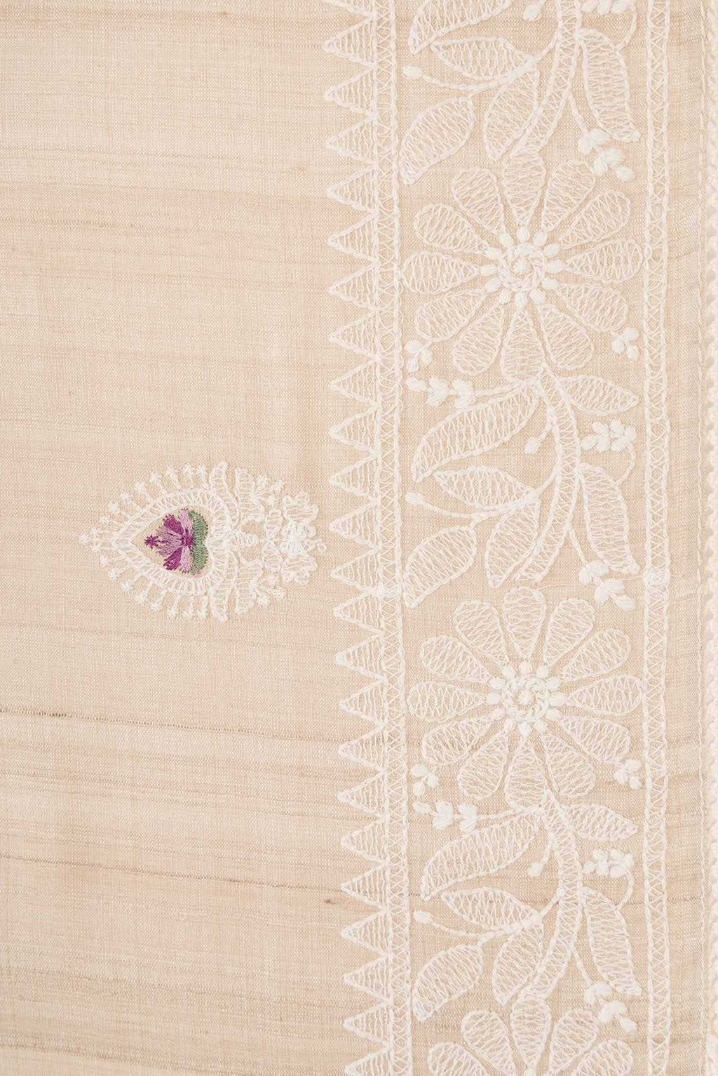 Beige Tussar Silk Saree