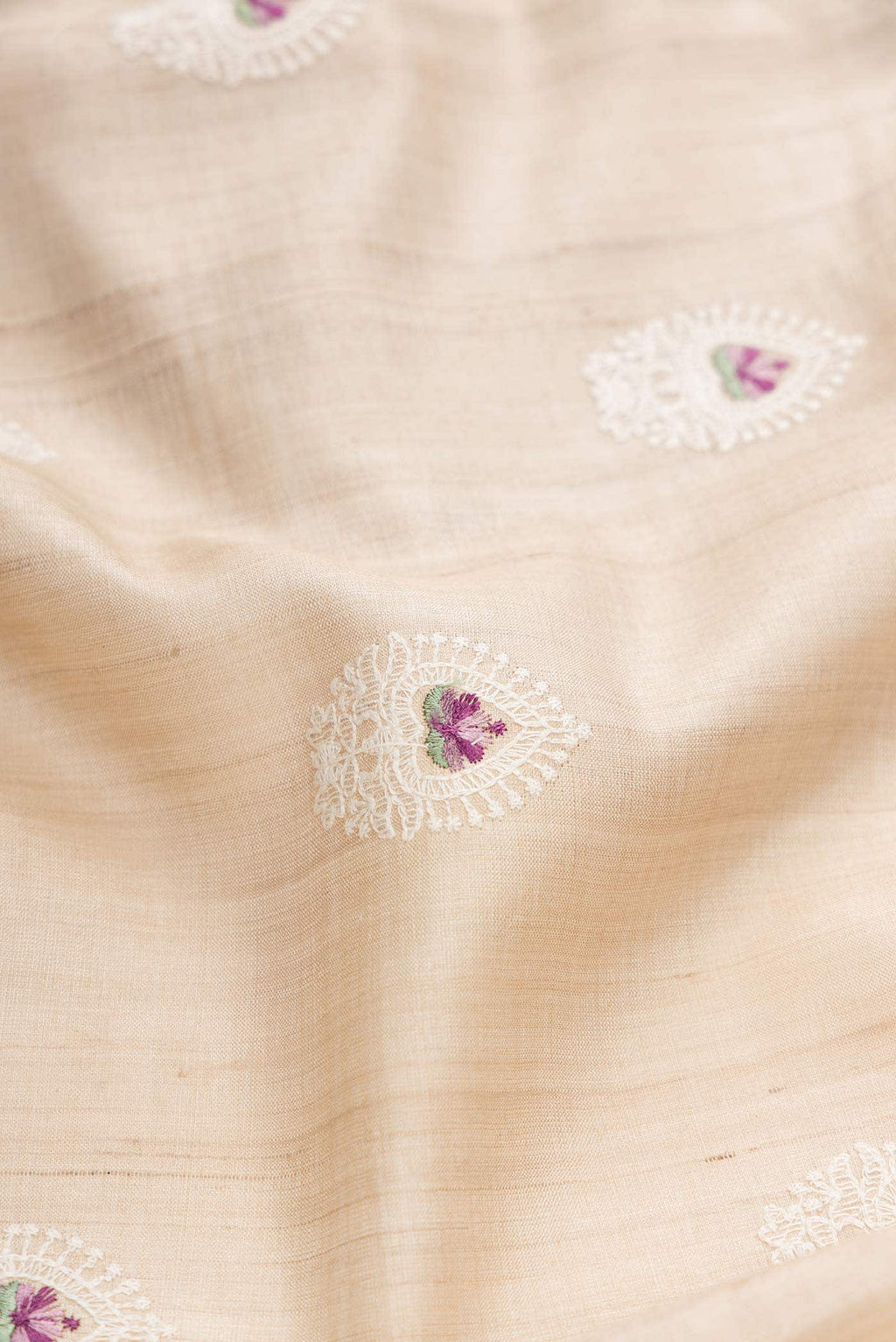 Beige Tussar Silk Saree