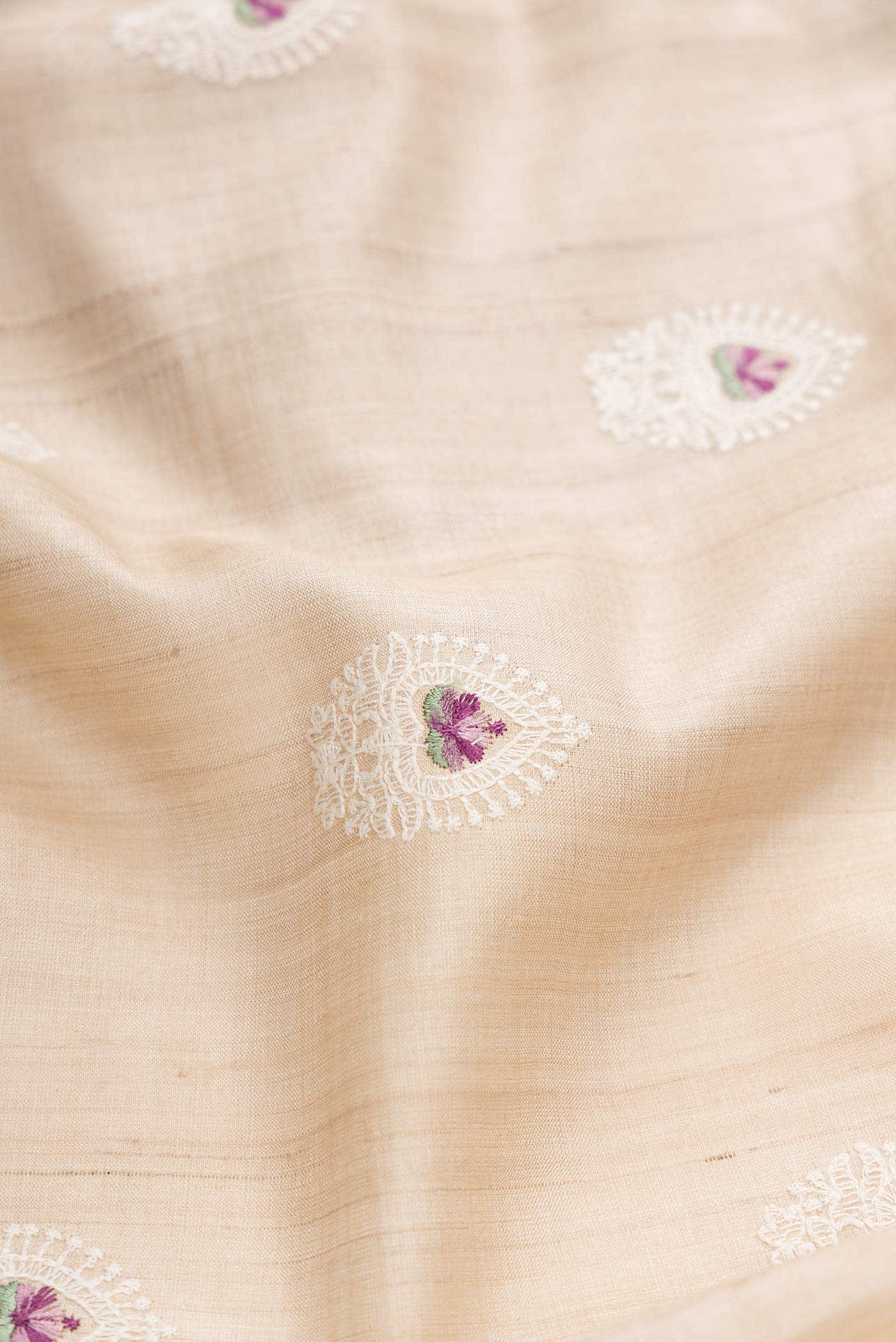 Beige Tussar Silk Saree