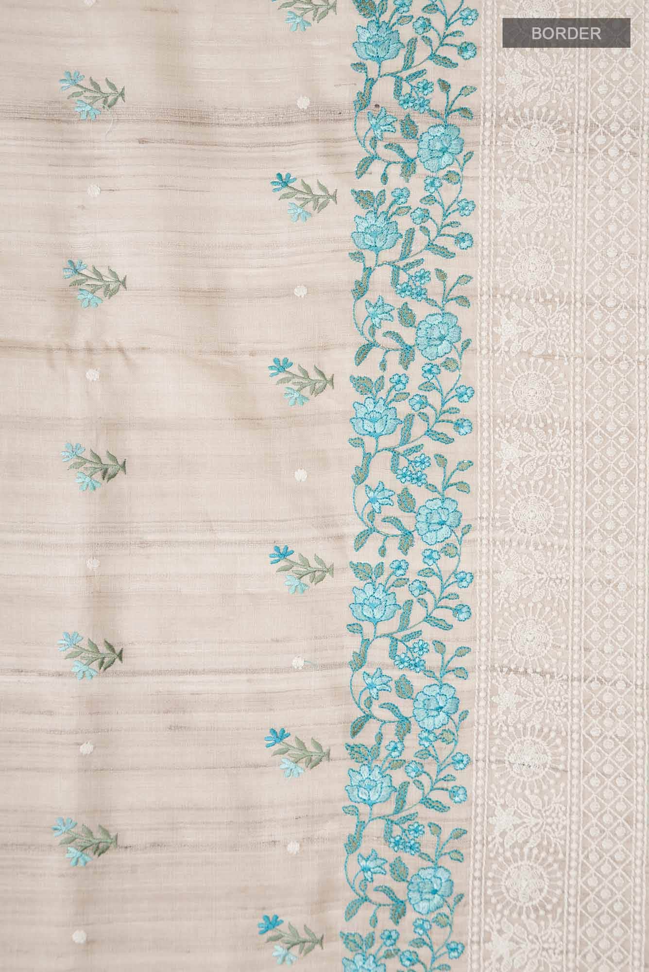 Beige Bhagalpuri Tussar Silk Saree