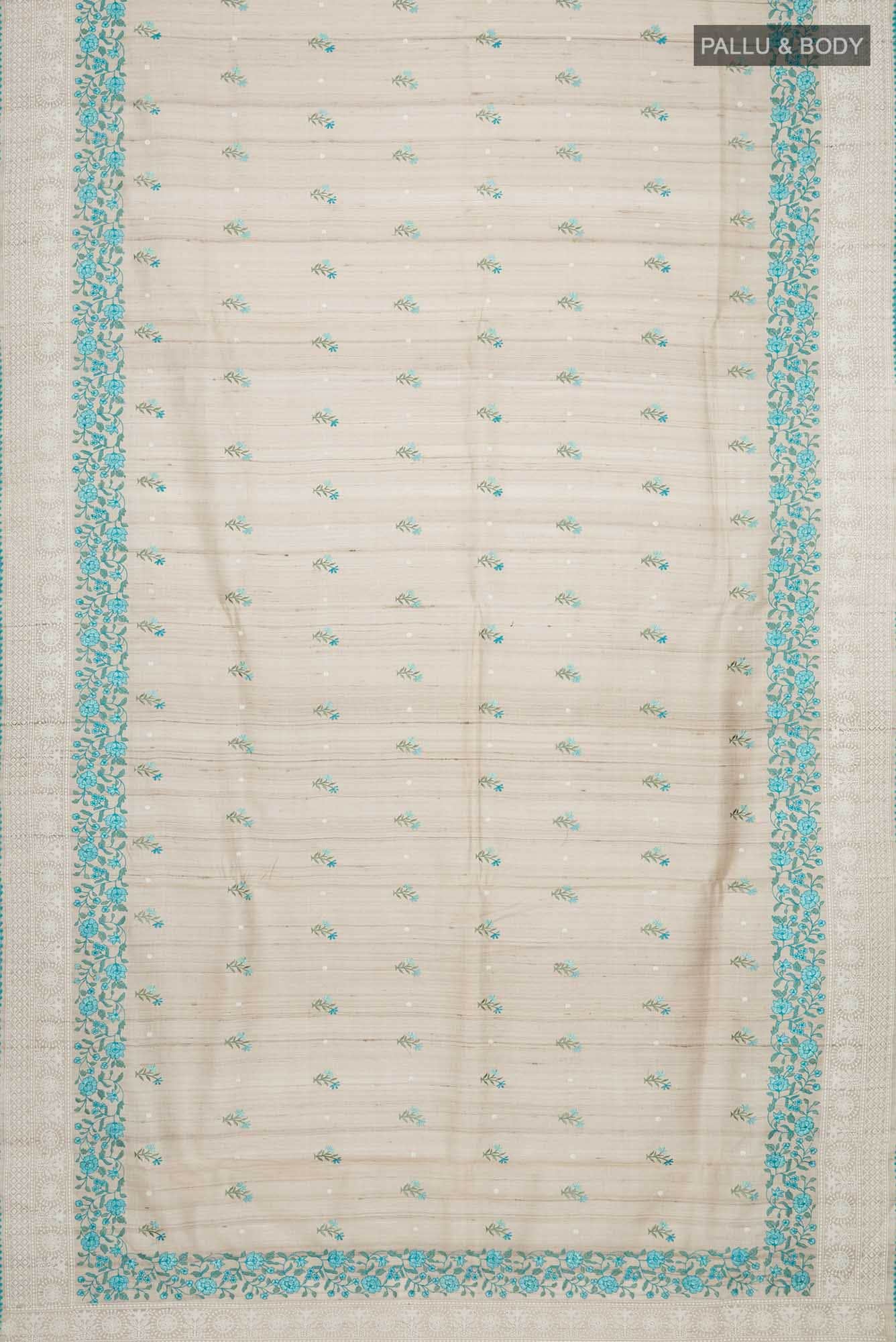 Beige Bhagalpuri Tussar Silk Saree