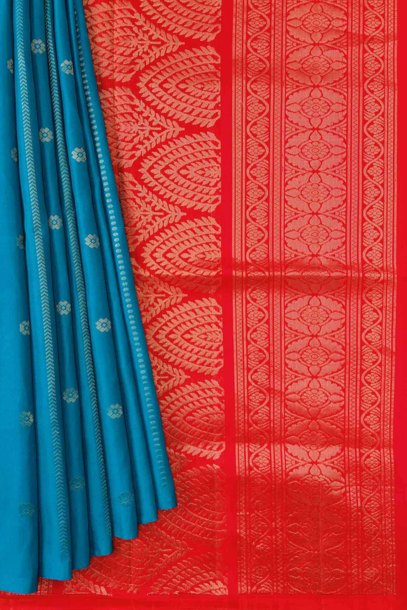 Peacock Blue Soft Silk Saree