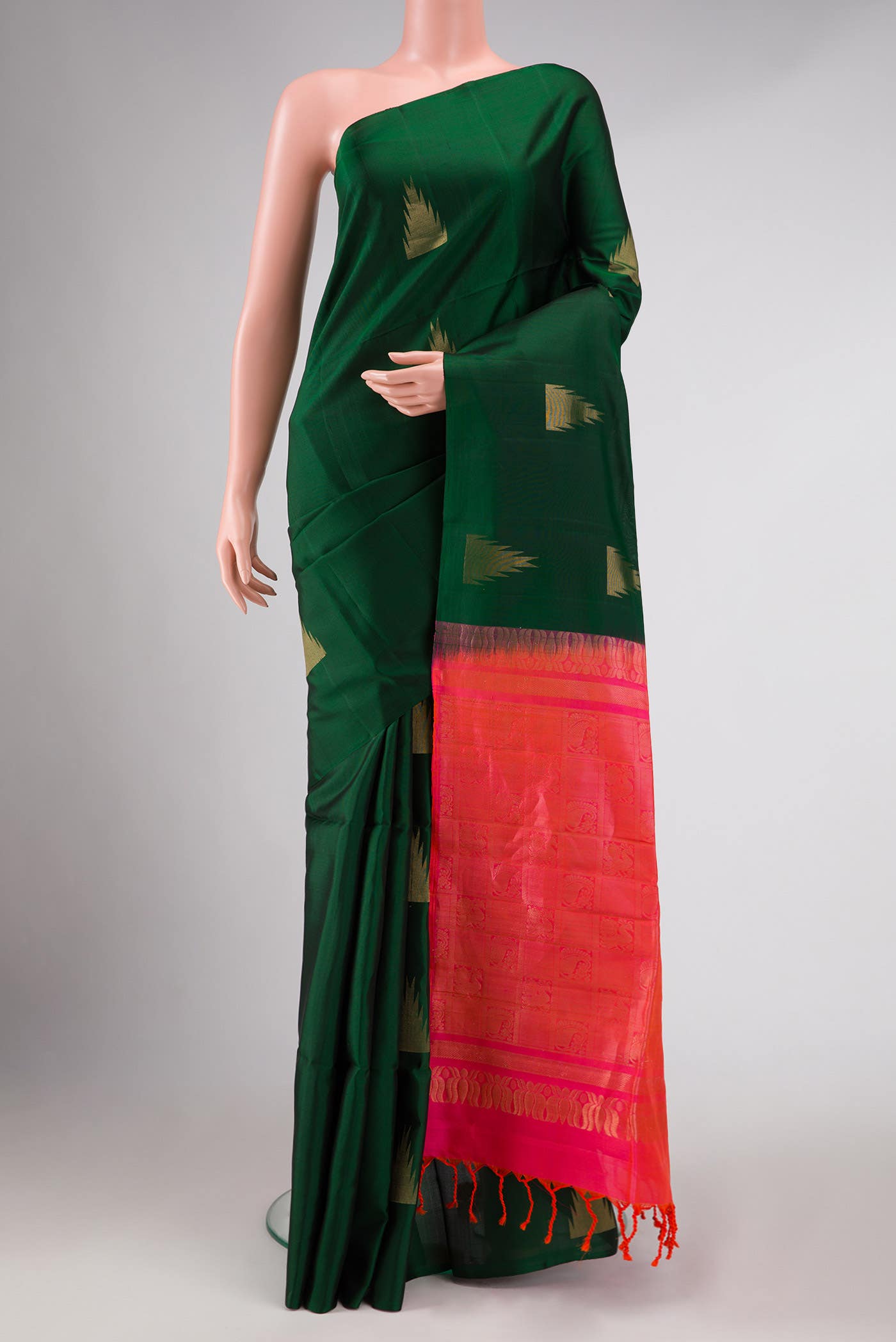 Bottle Green Dual Tone Soft Silk Saree