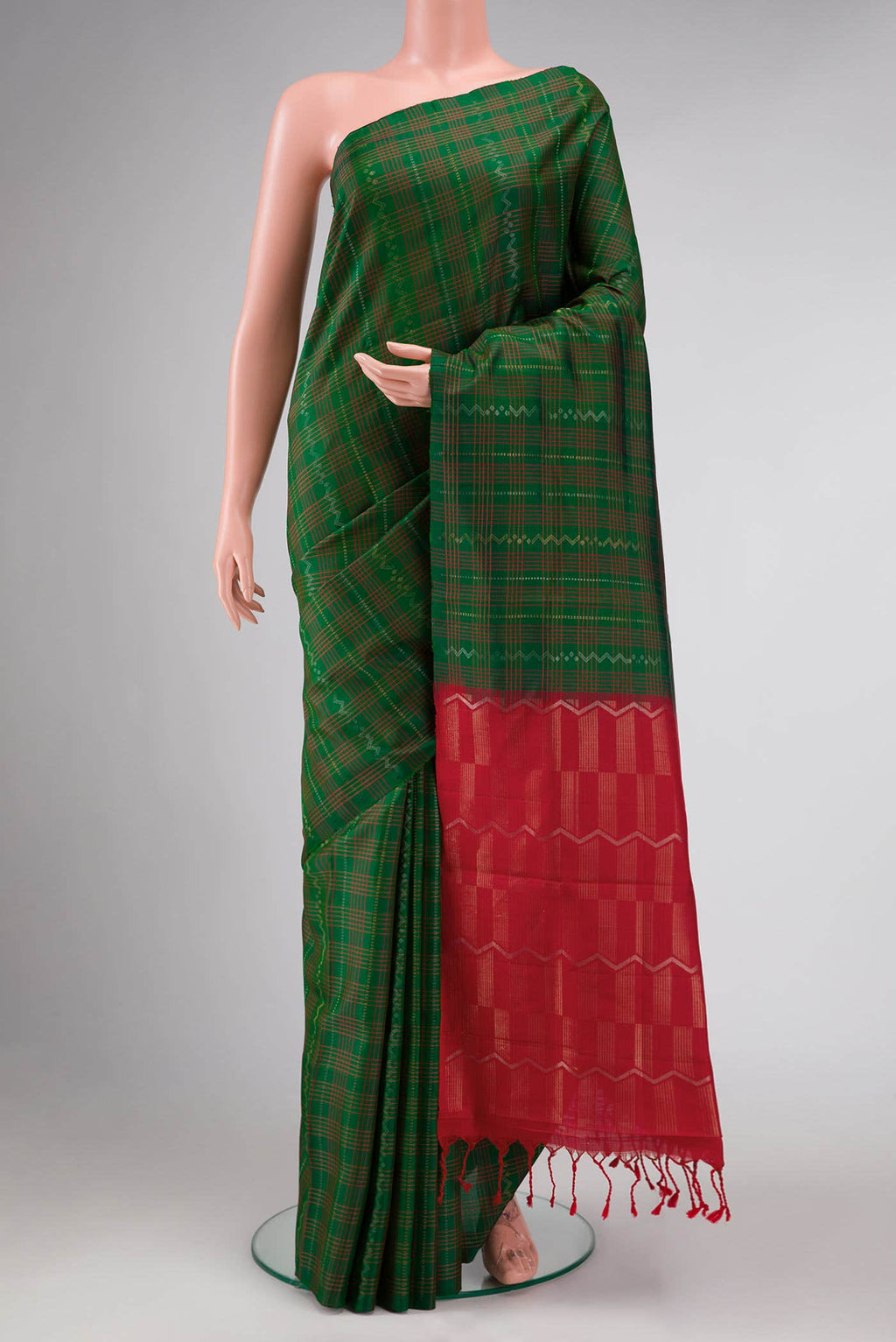 Green Dual Tone Soft Silk Saree