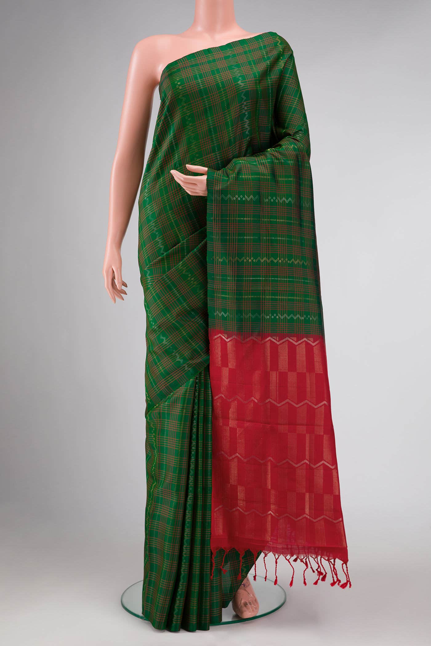 Green Dual Tone Soft Silk Saree