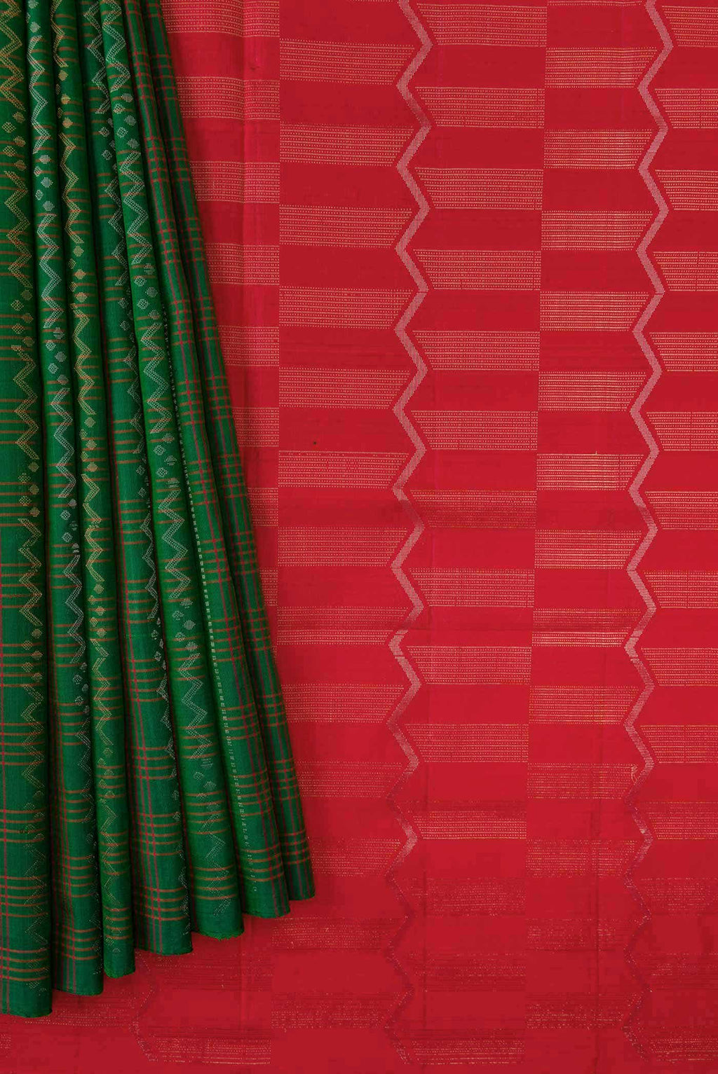 Green Dual Tone Soft Silk Saree