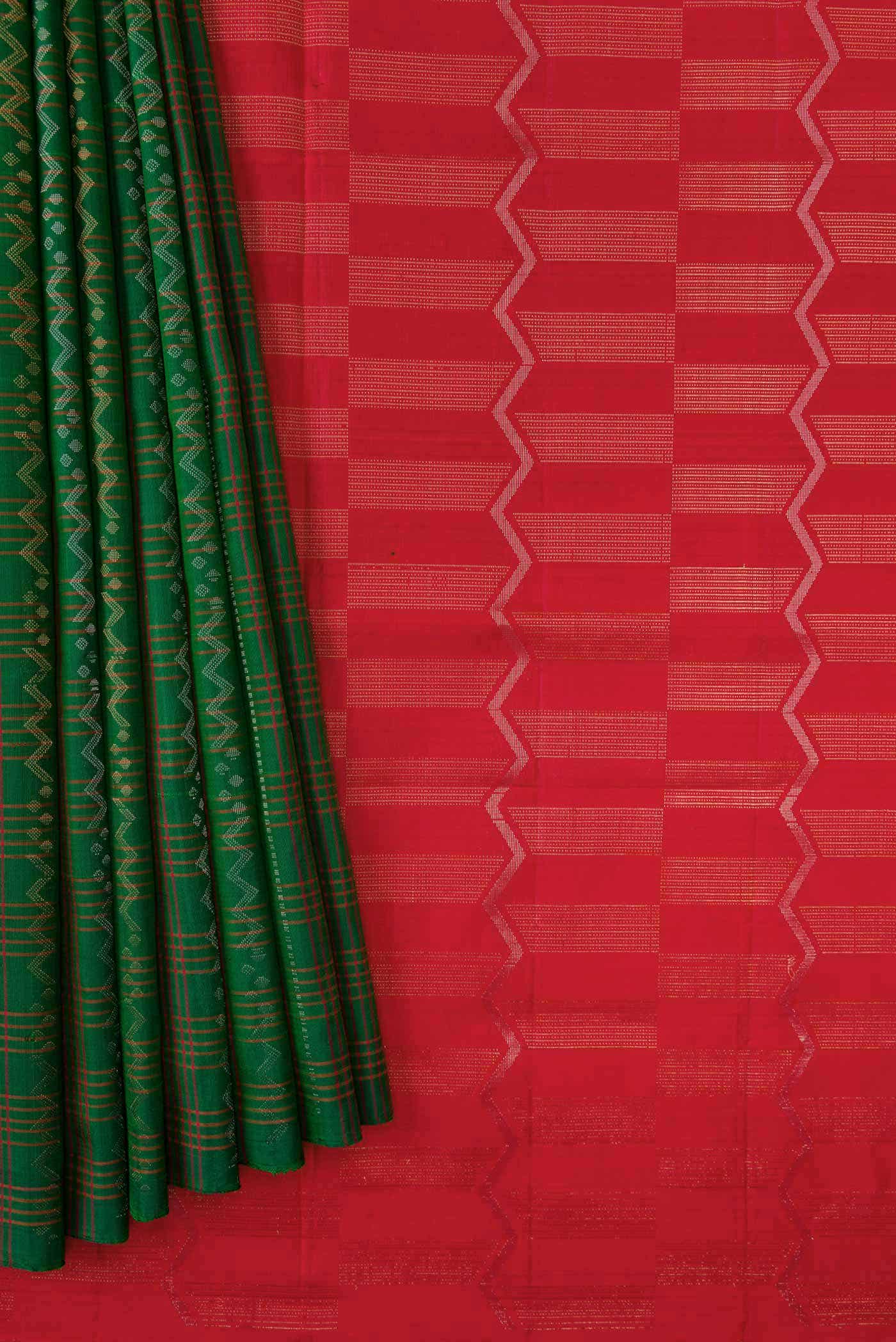 Green Dual Tone Soft Silk Saree
