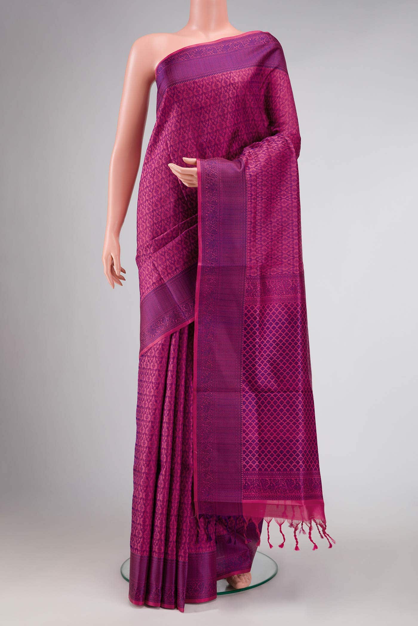 Pink Dual Tone Soft Silk Saree