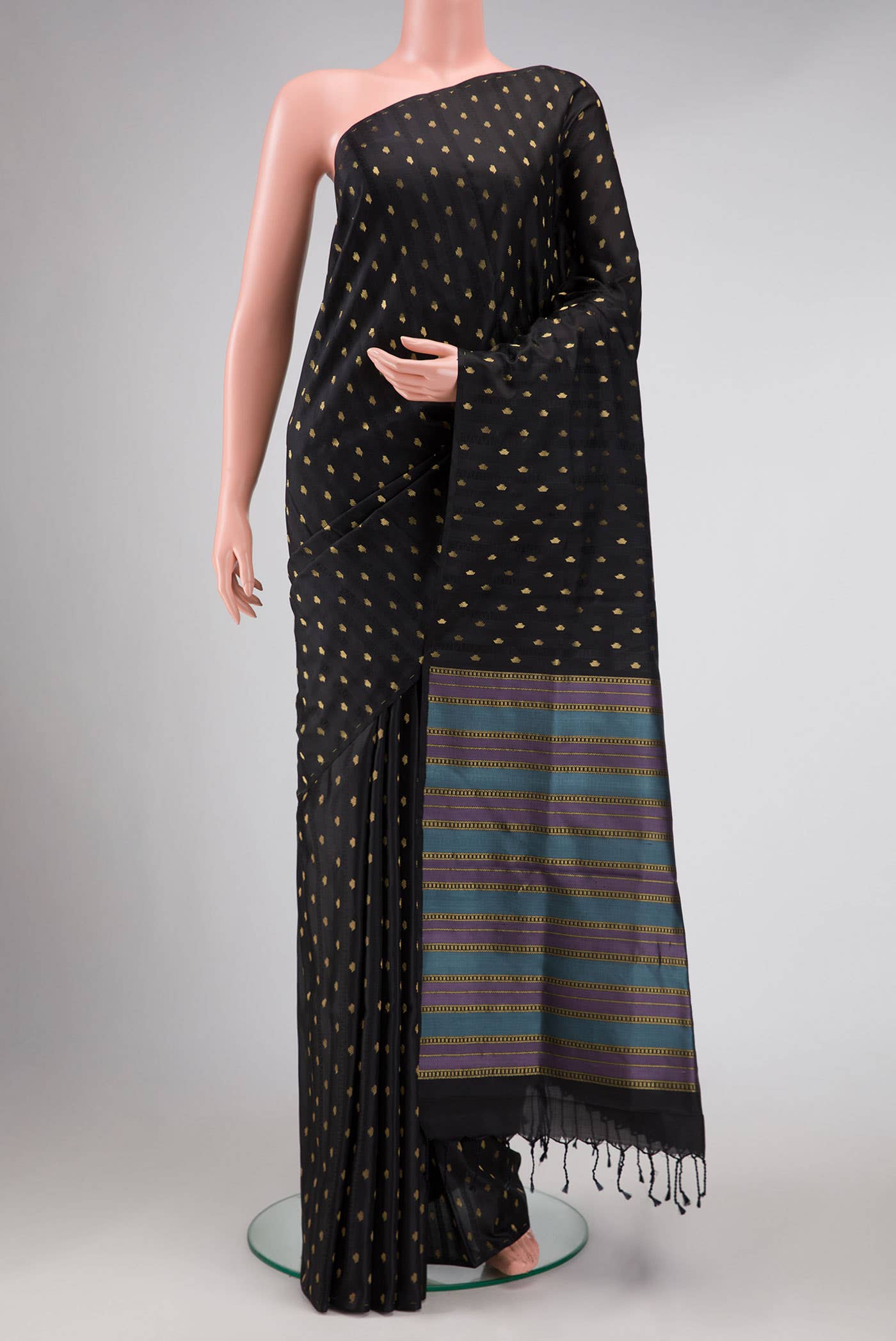Black Dual Tone Soft Silk Saree