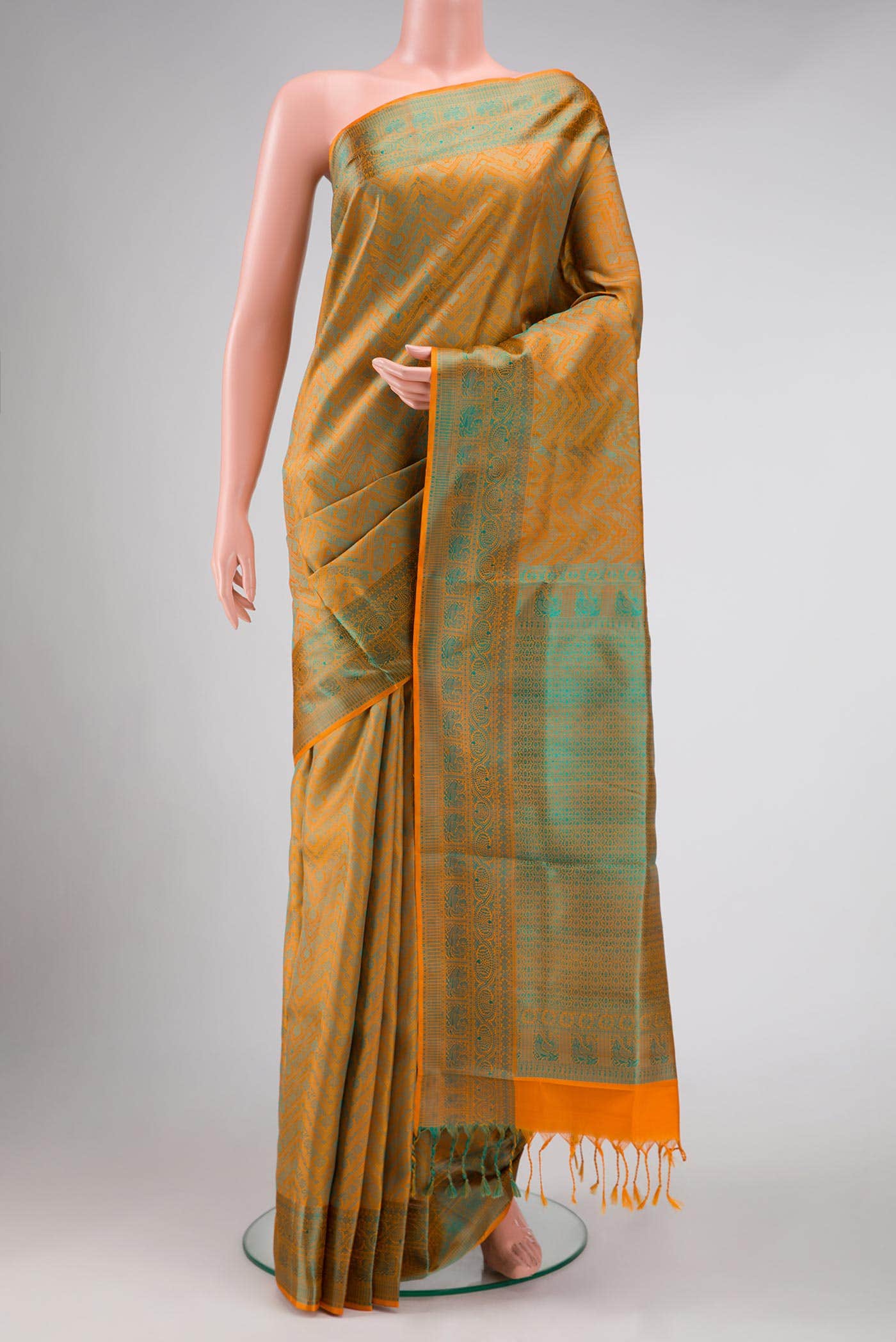 Orange Dual Tone Soft Silk Saree