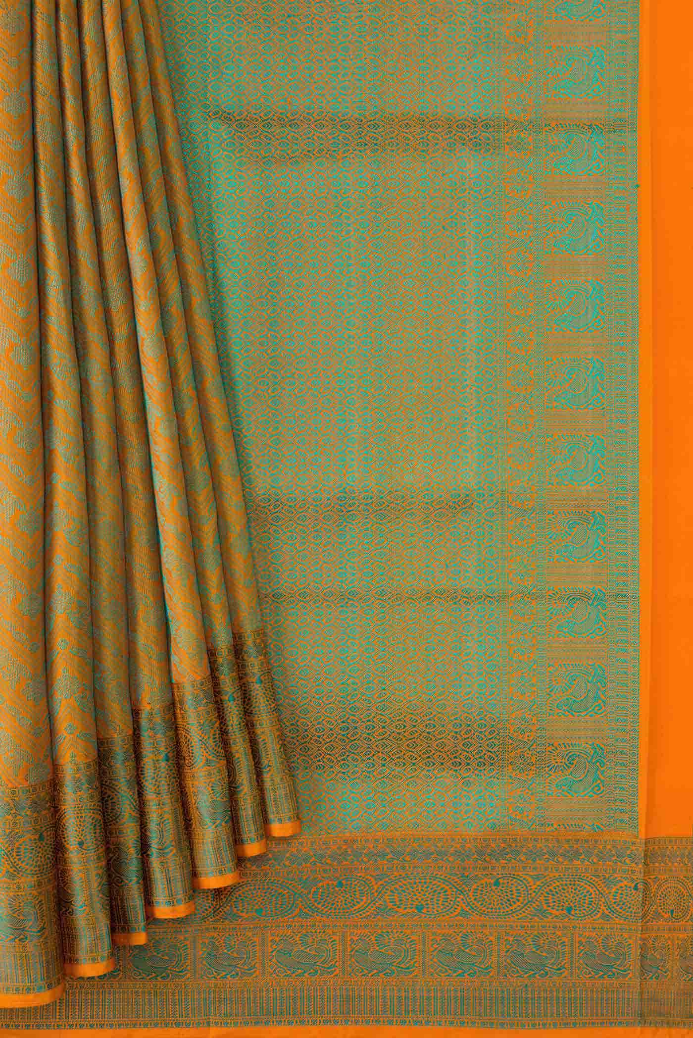 Orange Dual Tone Soft Silk Saree
