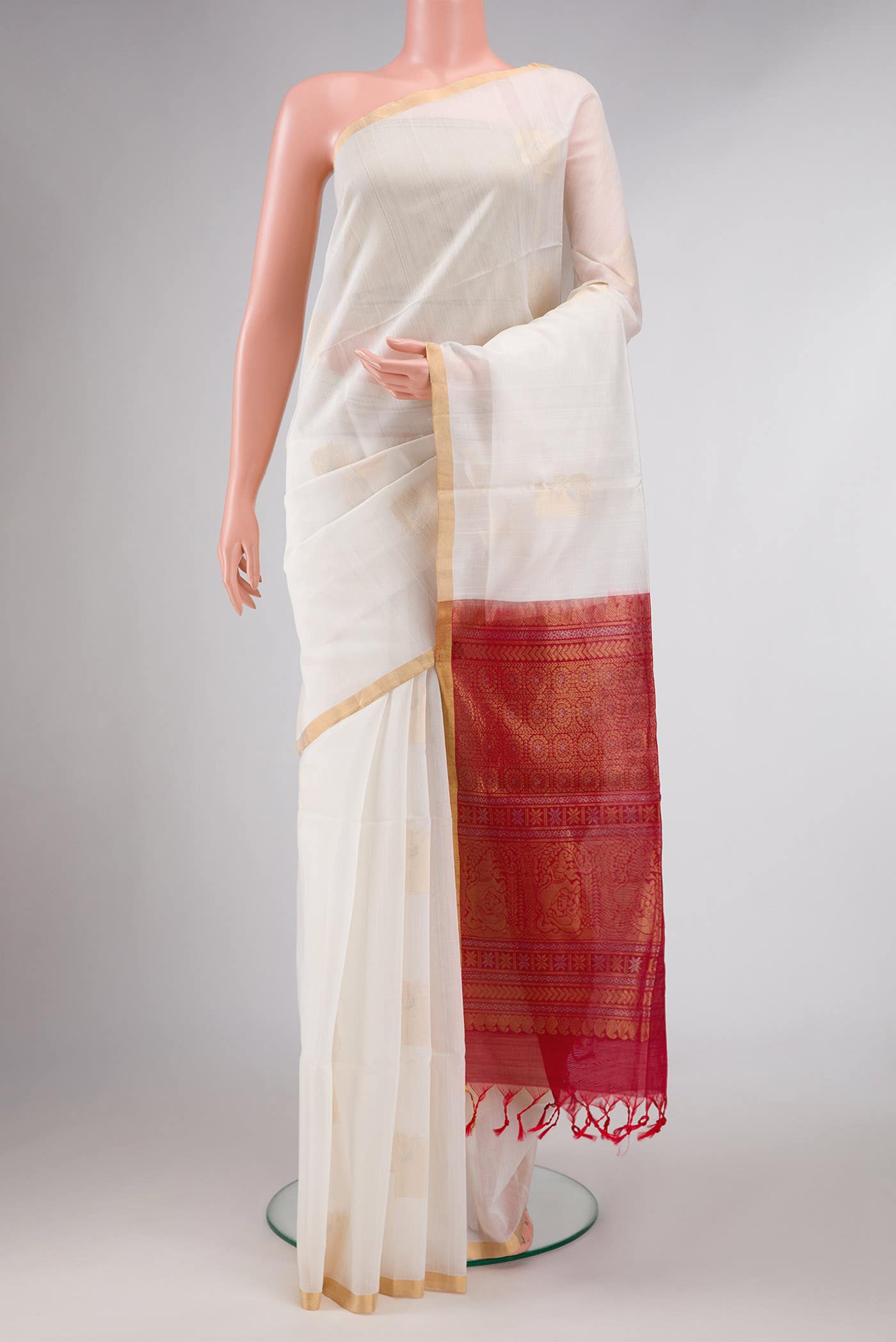 Off White Silk Cotton Saree