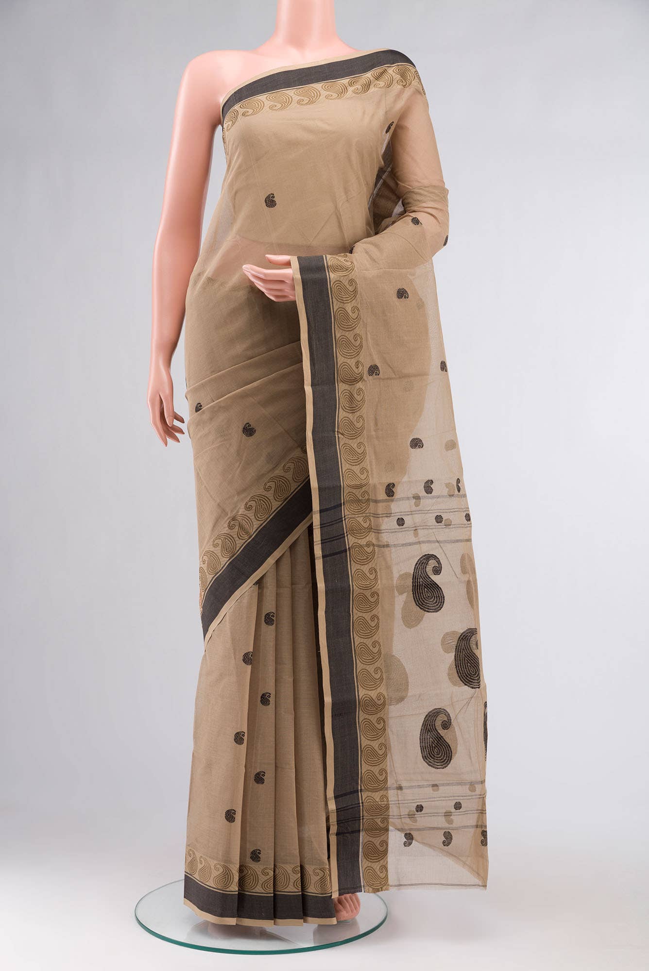 Beige Bengal Cotton Saree