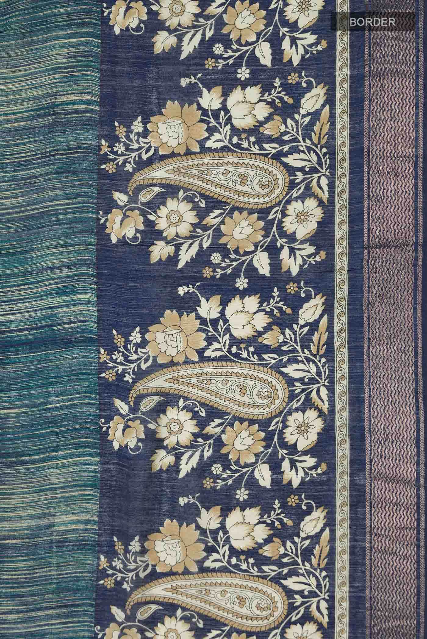 Blue Bhagalpuri Tussar Silk Saree