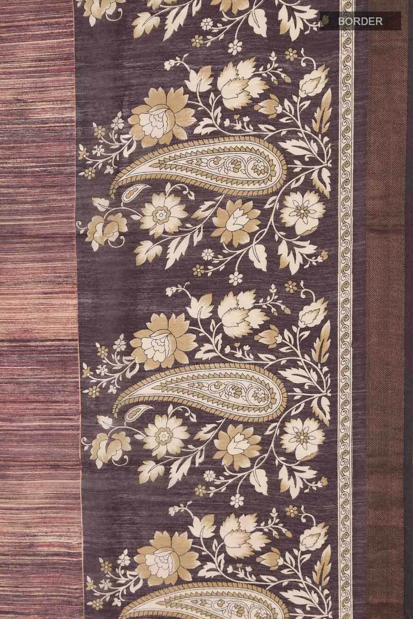 Brown Bhagalpuri Tussar Silk Saree
