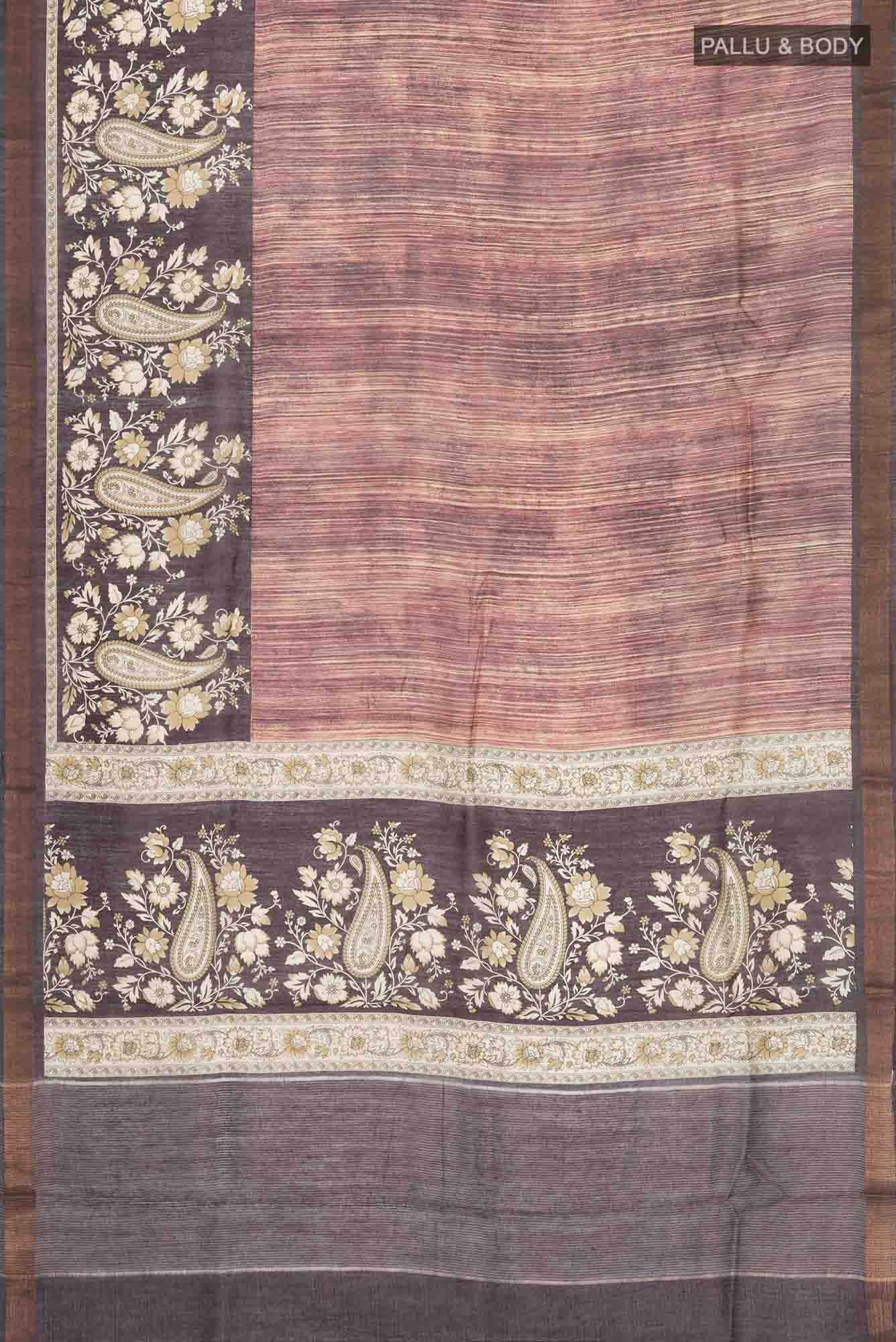 Brown Bhagalpuri Tussar Silk Saree