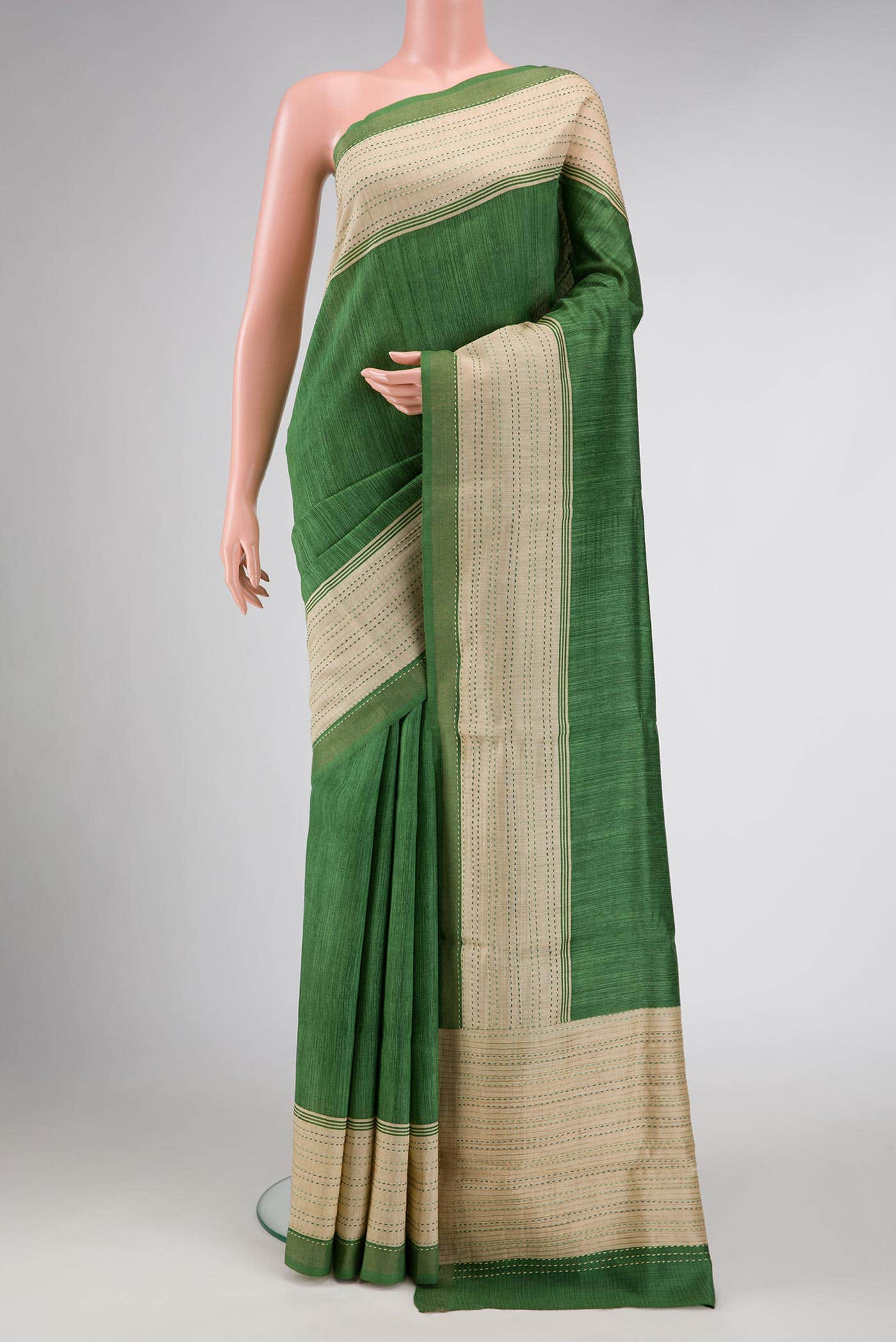 Green Dual Tone Tussar Silk Saree