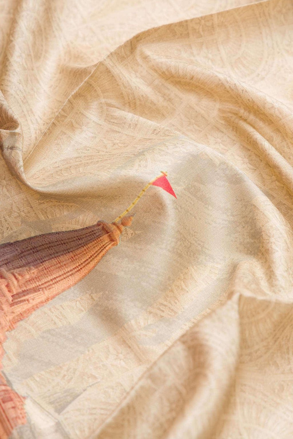 Beige Tussar Silk Saree