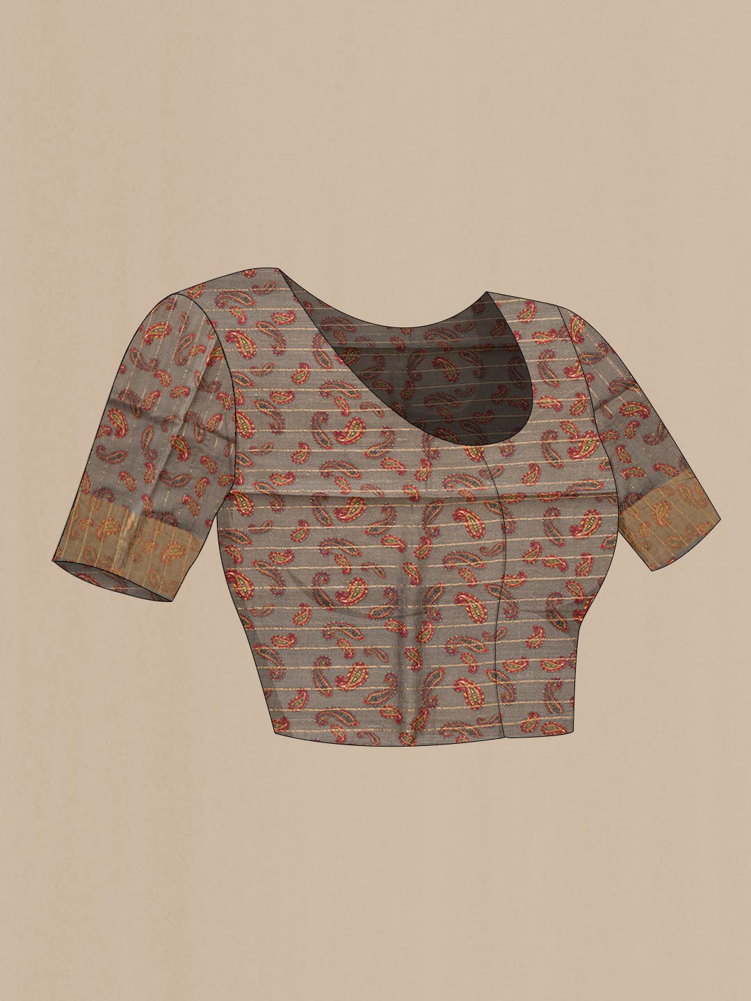 Grey Tussar Silk Saree