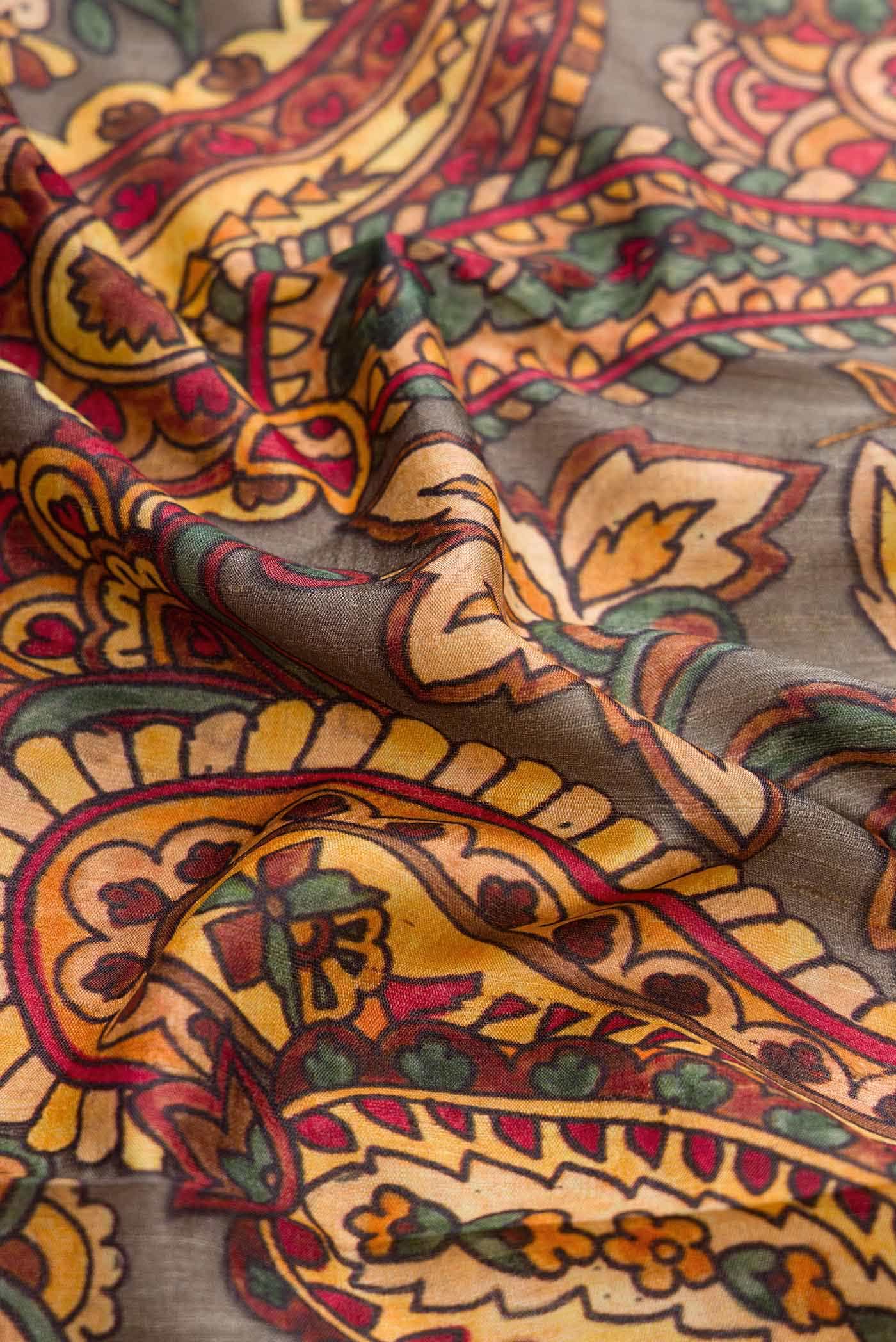 Grey Tussar Silk Saree