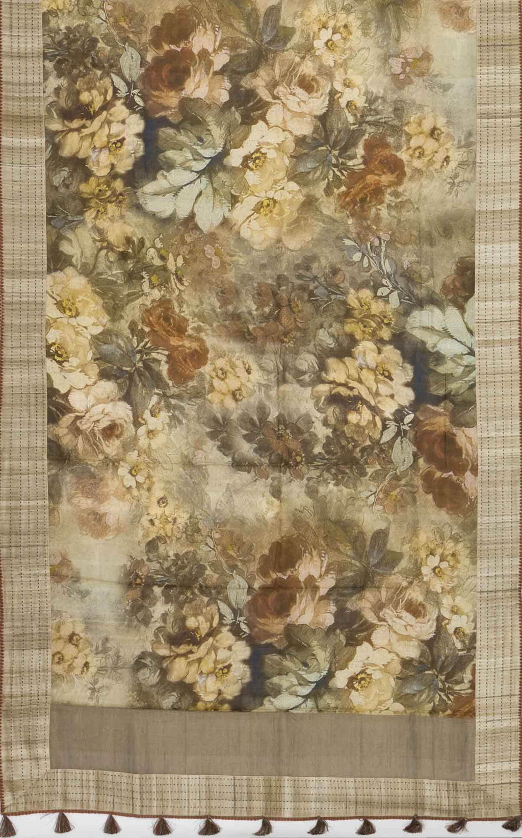 Brown Bhagalpuri Tussar Silk Saree