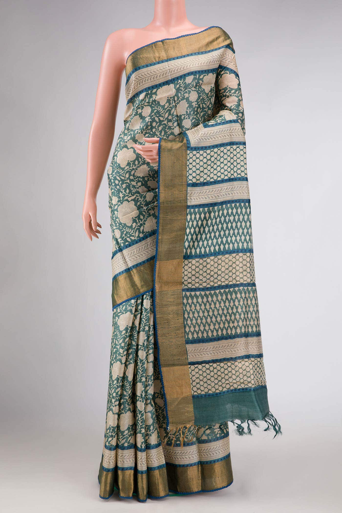 Sandal Tussar Silk Saree