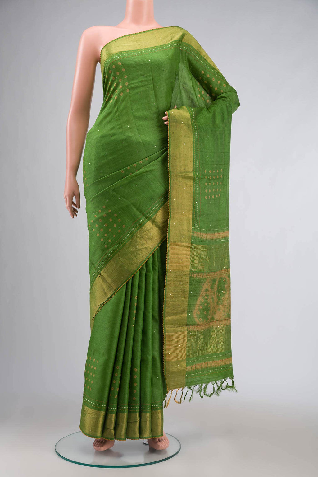 Green Tussar Silk Saree