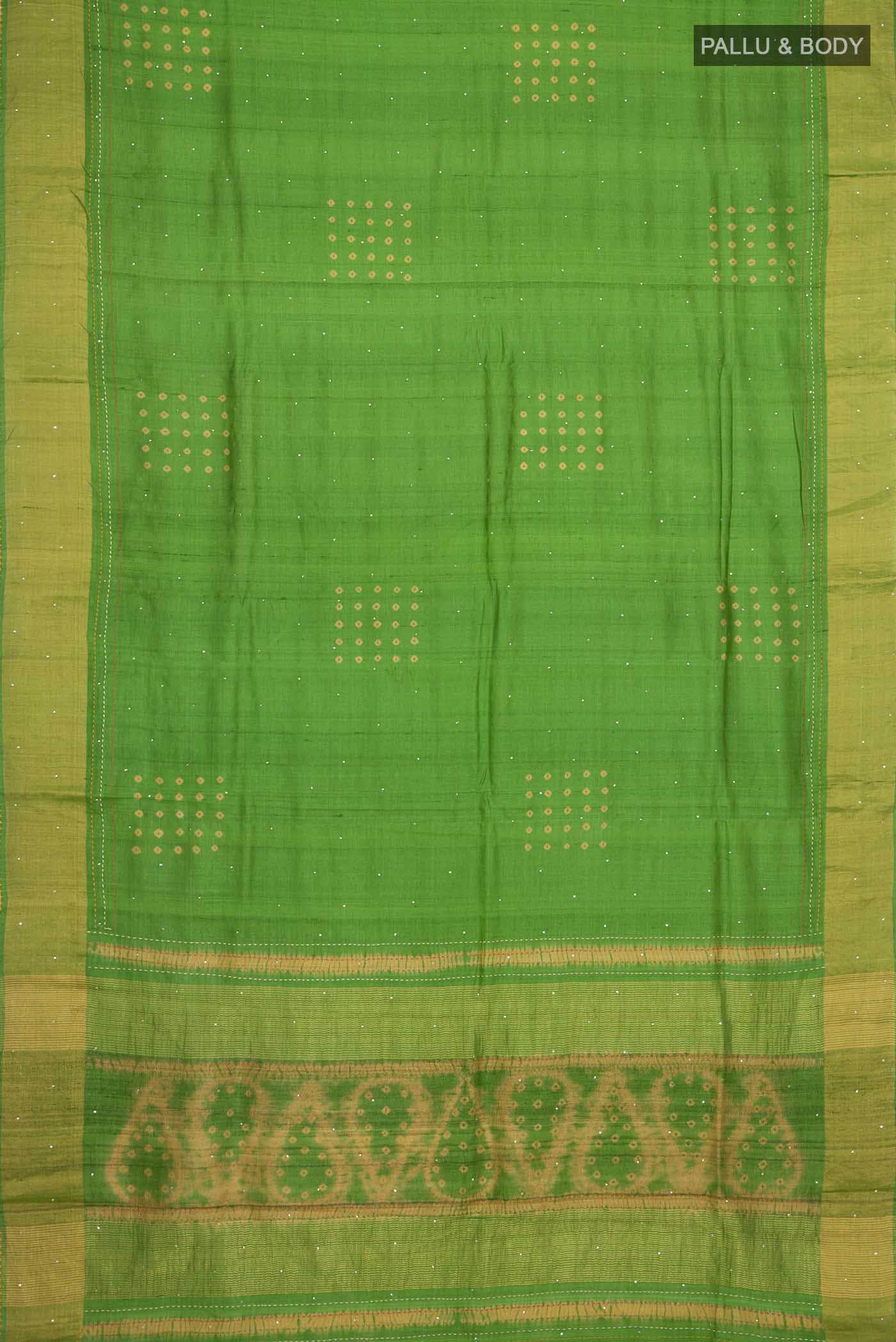 Green Tussar Silk Saree