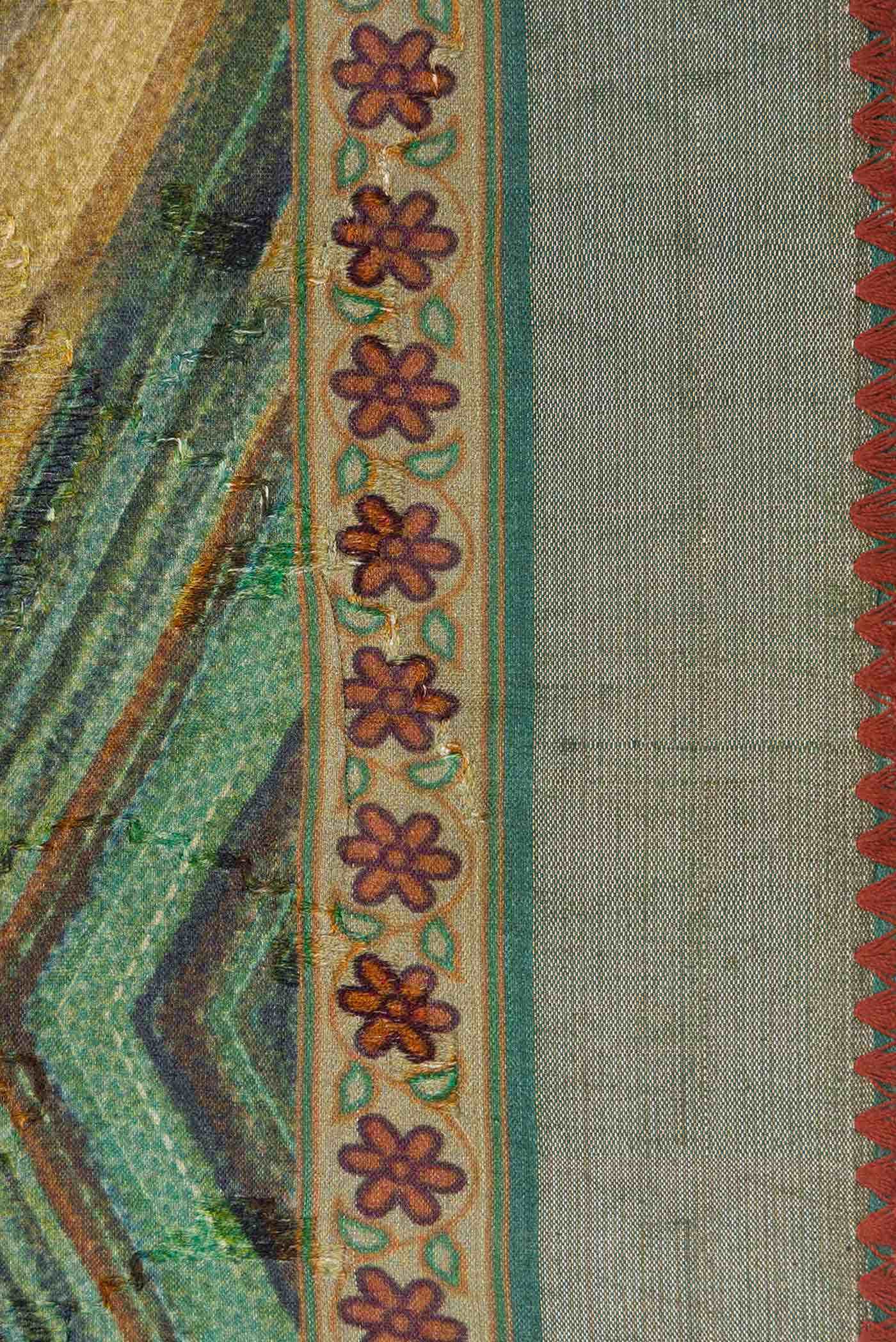 Green Dual Tone Tussar Silk Saree