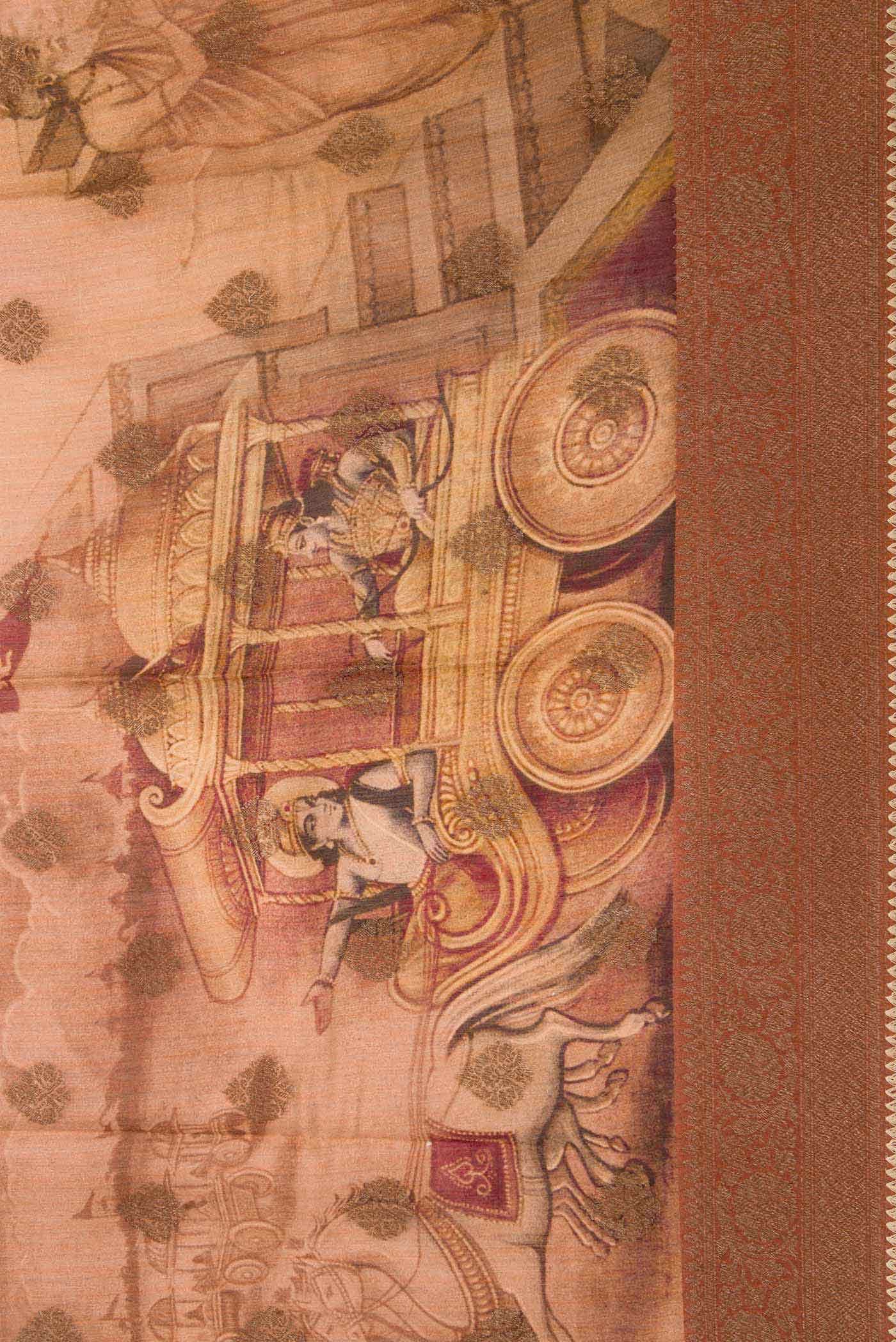 Peach Dual Tone Tussar Silk Saree