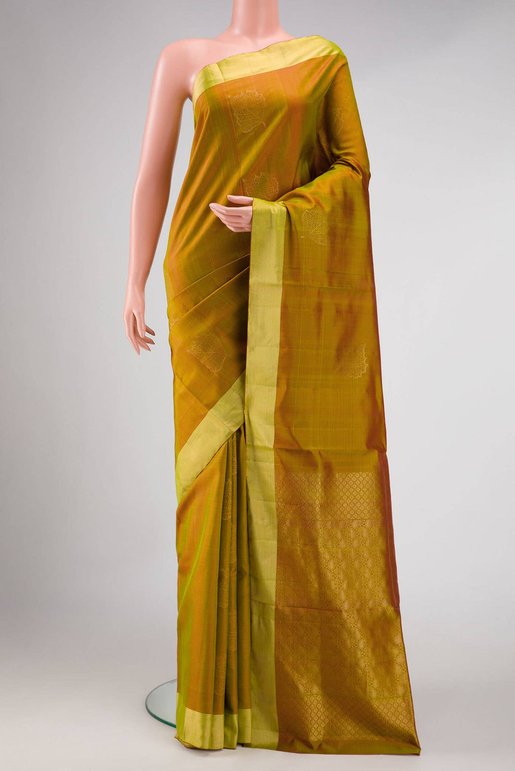 Mehandi Green Dual Tone Soft Silk Saree
