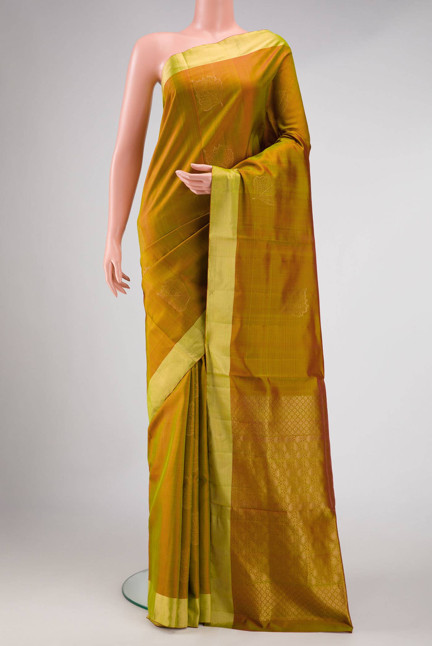 Mehandi Green Dual Tone Soft Silk Saree