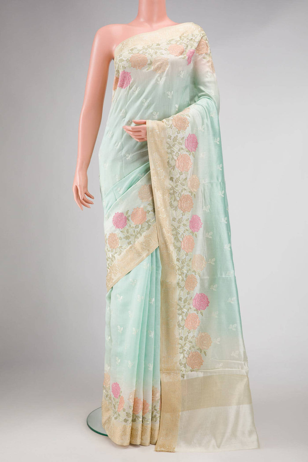 Light Green Tussar Silk Saree