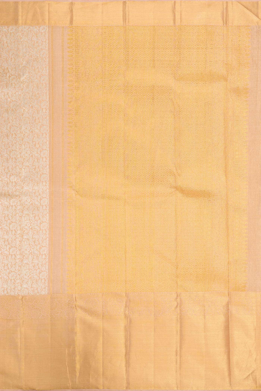 Golden Peach Dual Tone Kanchipuram Tissue Silk Saree