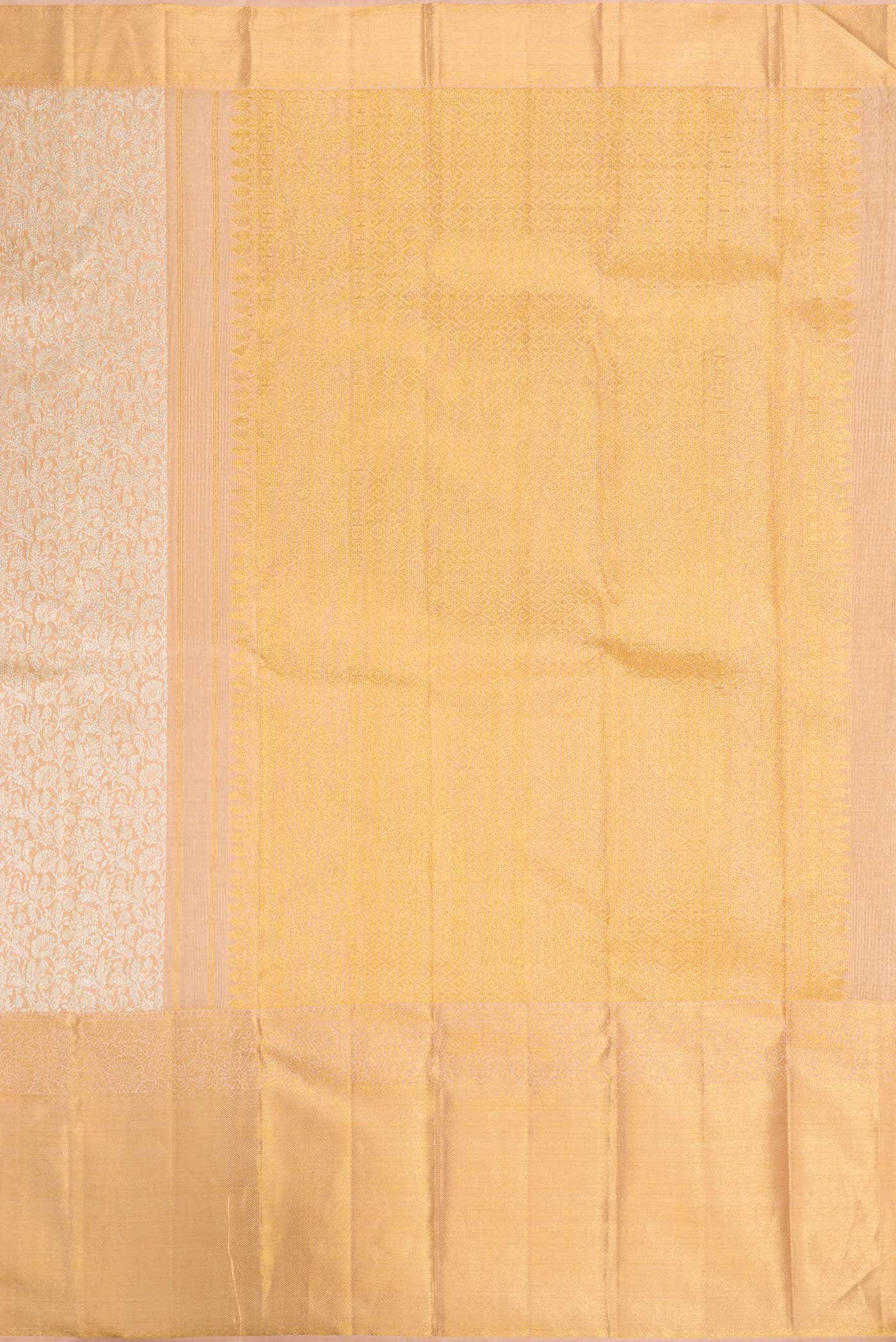Golden Peach Dual Tone Kanchipuram Tissue Silk Saree