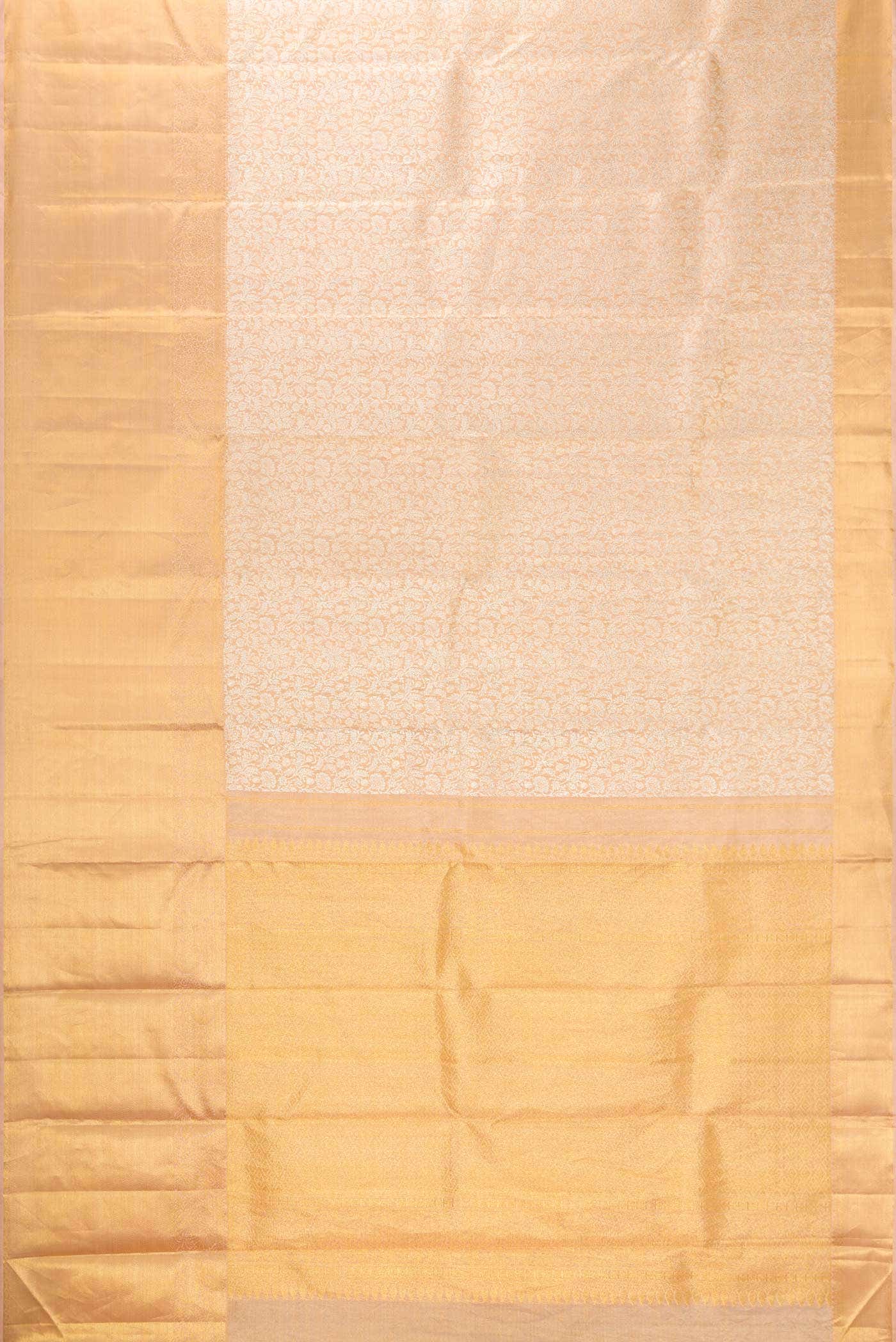 Golden Peach Dual Tone Kanchipuram Tissue Silk Saree