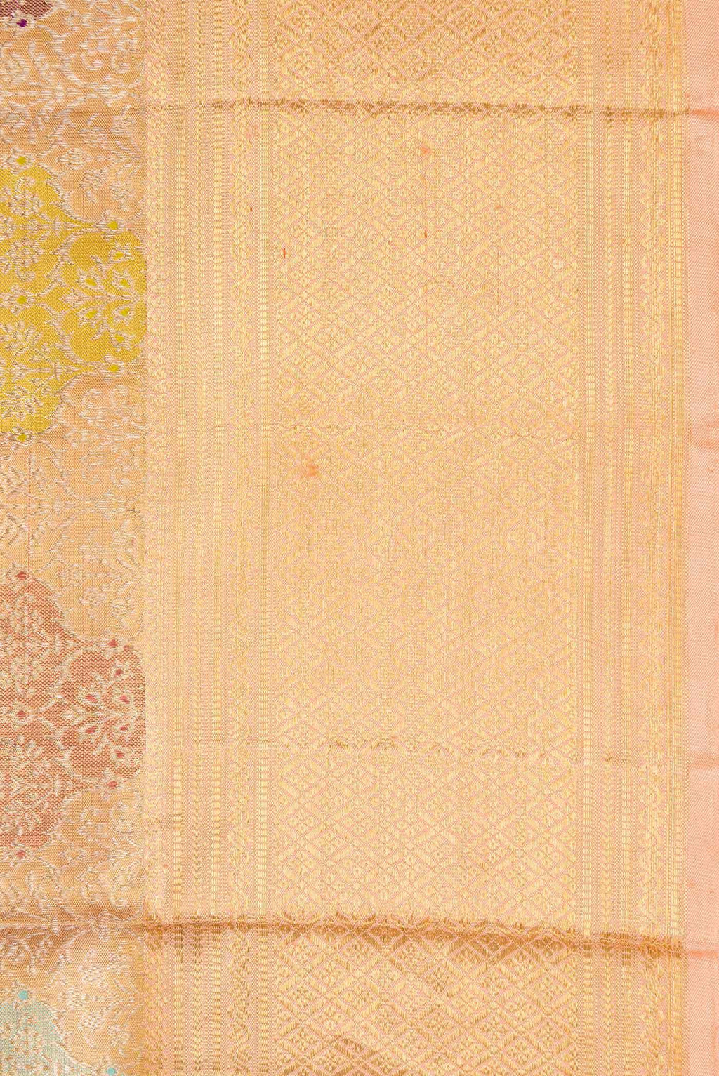 Golden Peach Dual Tone Kanchipuram Tissue Silk Saree