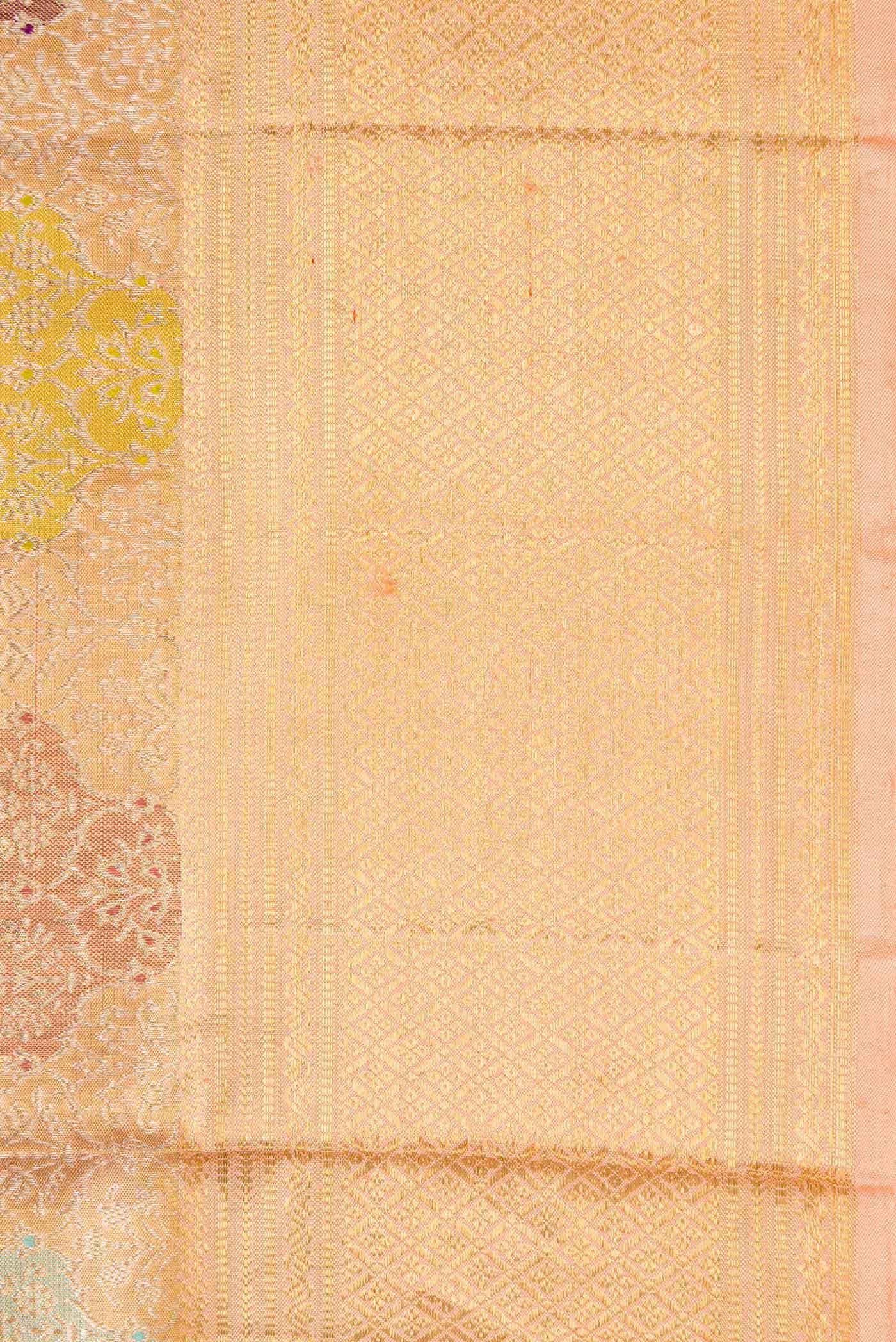 Golden Peach Dual Tone Kanchipuram Tissue Silk Saree