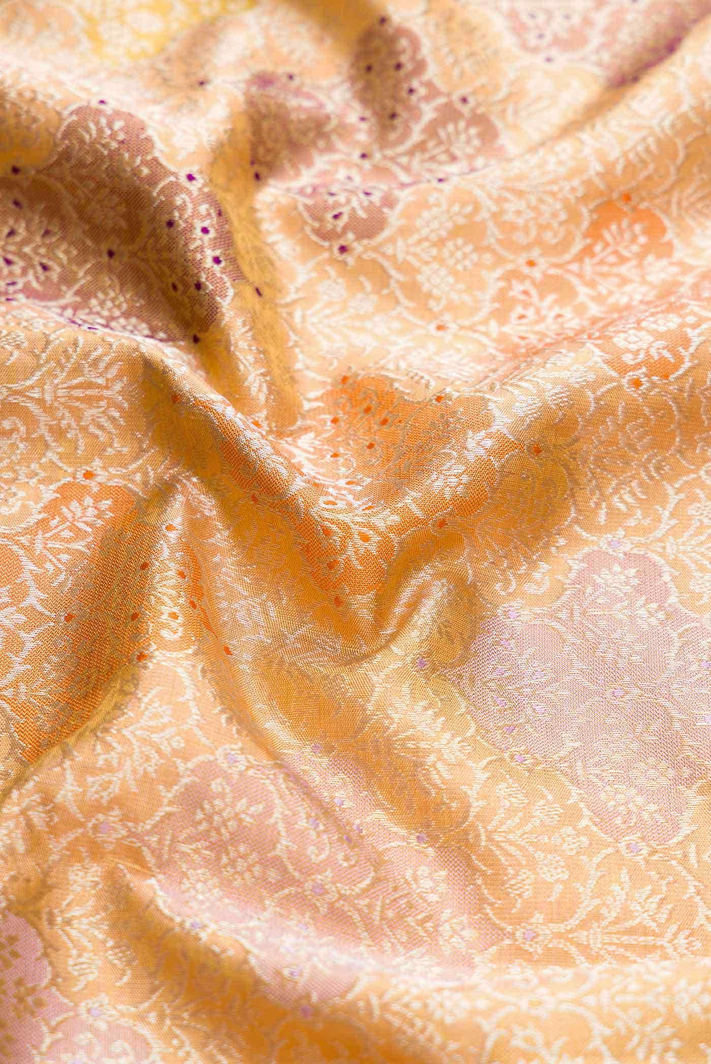 Golden Peach Dual Tone Kanchipuram Tissue Silk Saree