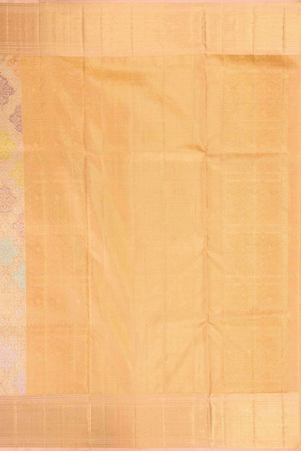 Golden Peach Dual Tone Kanchipuram Tissue Silk Saree