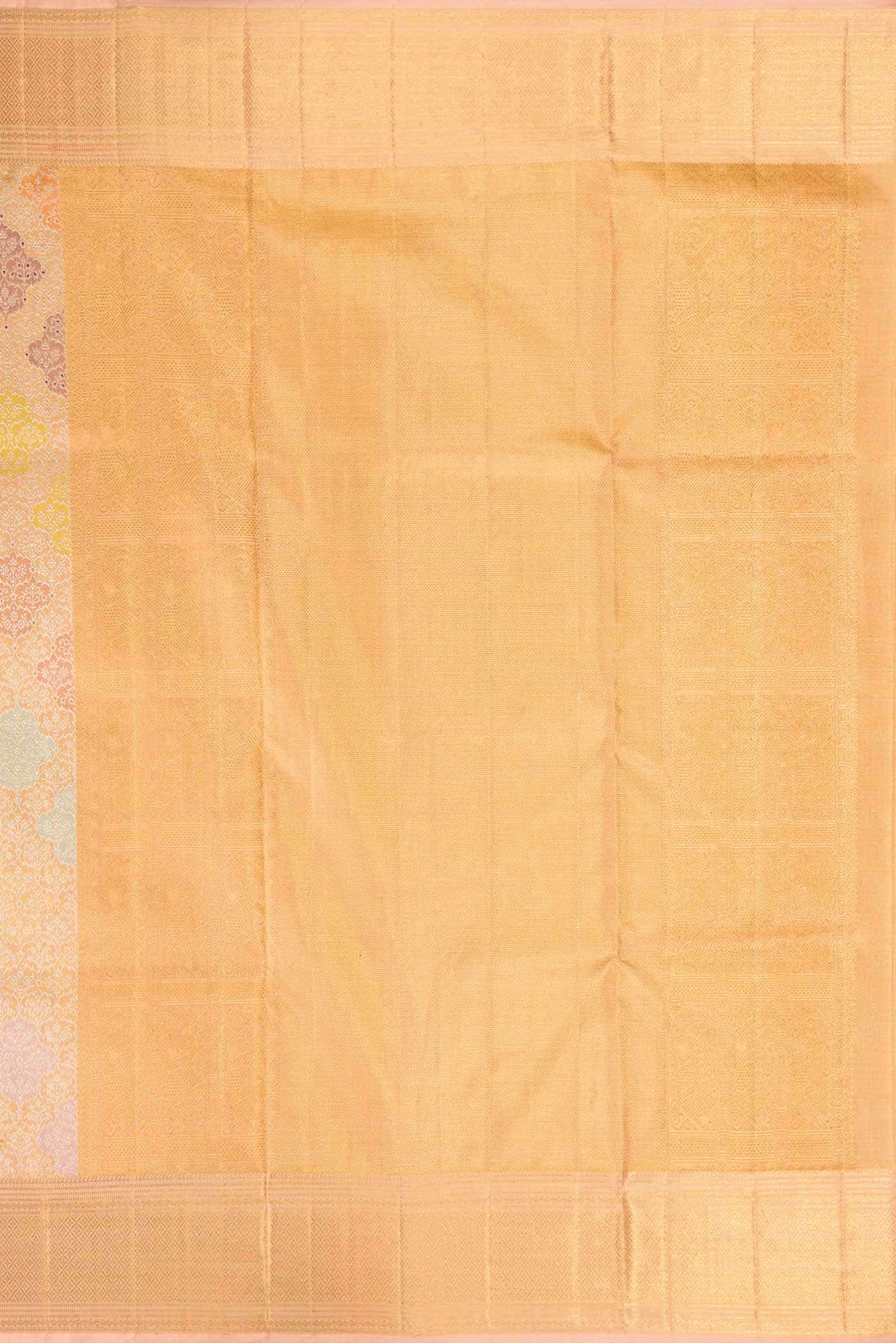 Golden Peach Dual Tone Kanchipuram Tissue Silk Saree
