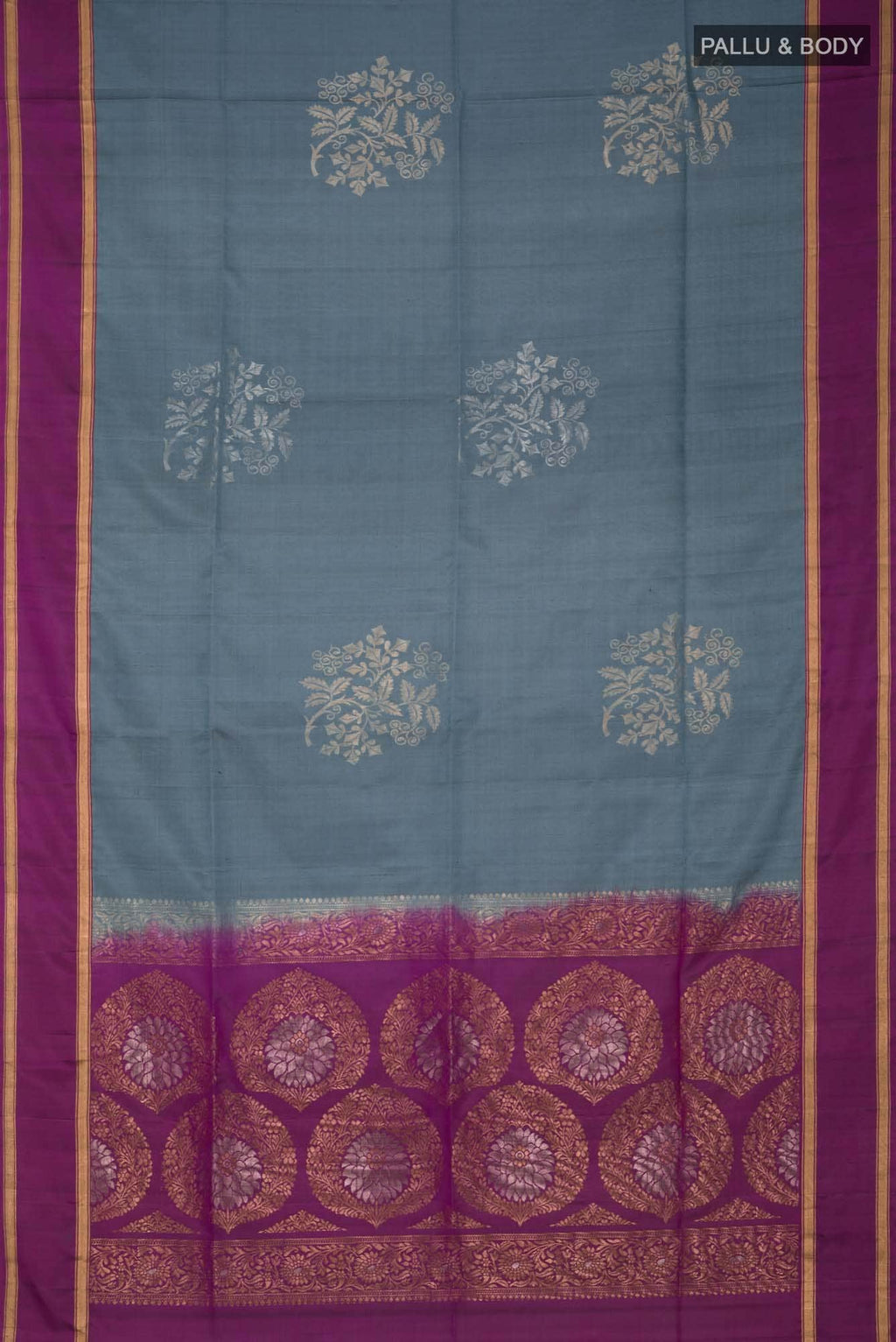 Blue Grey Soft Silk Saree