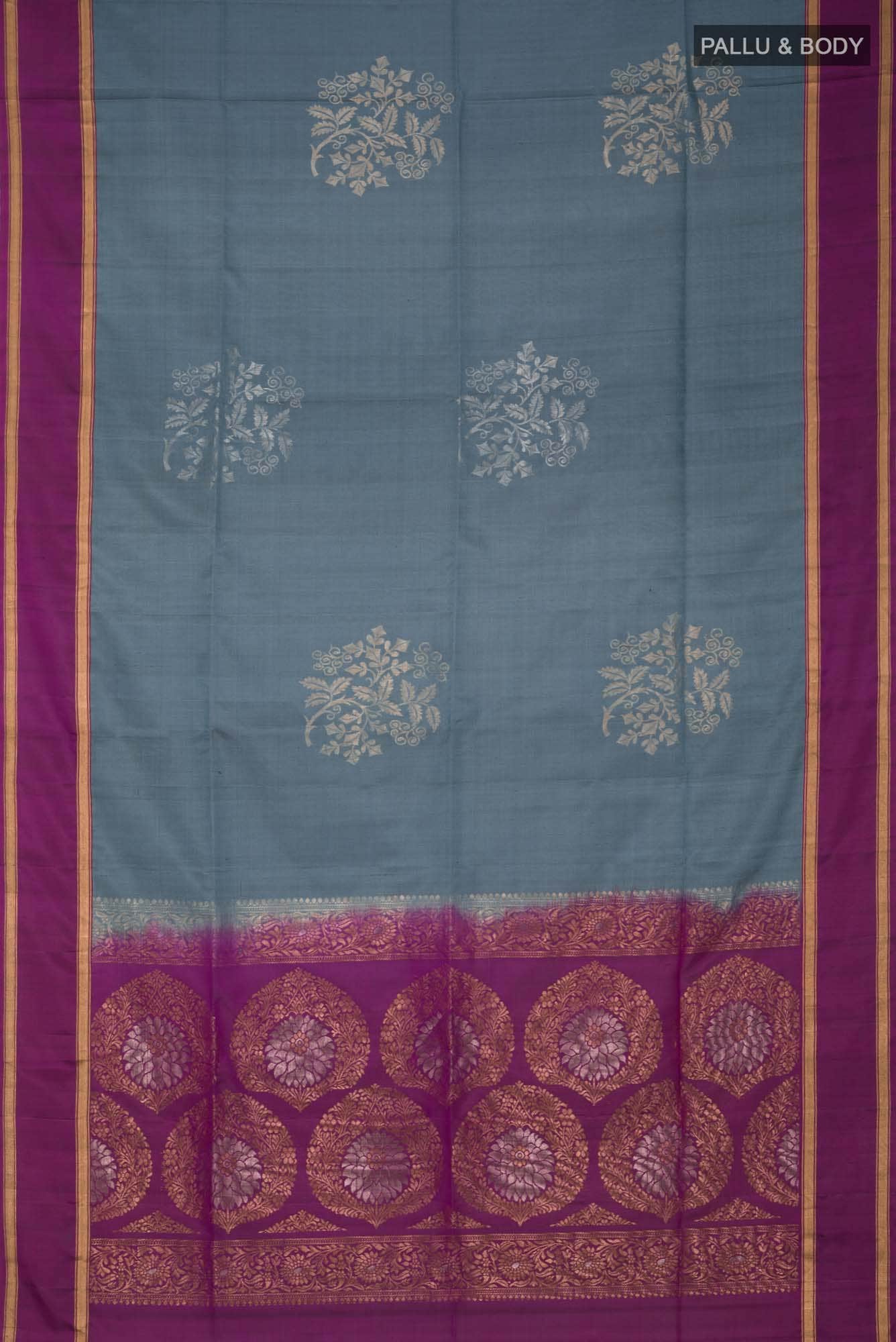 Blue Grey Soft Silk Saree