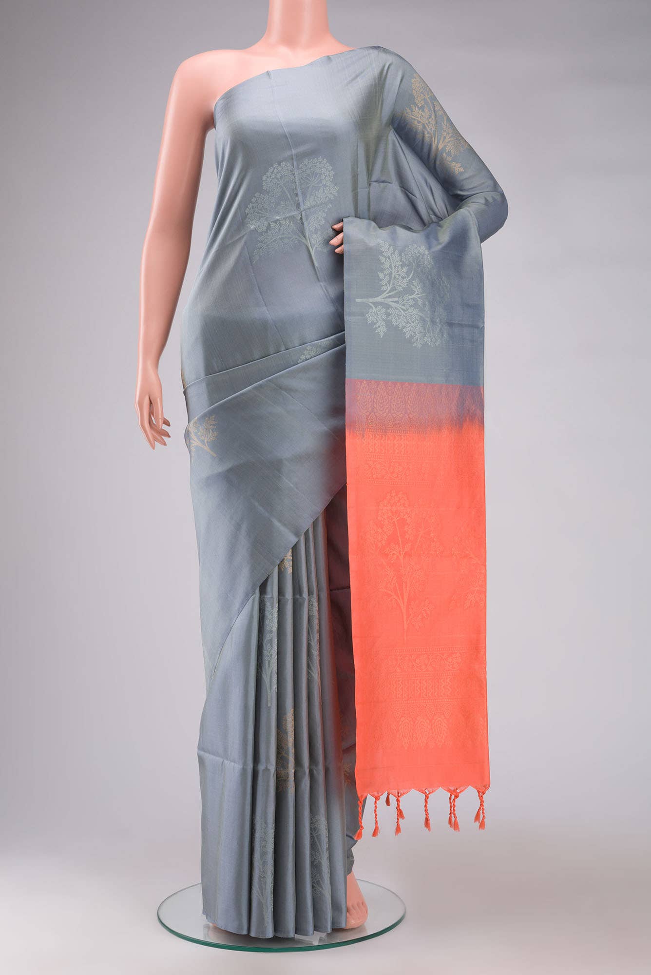 Grey Soft Silk Saree