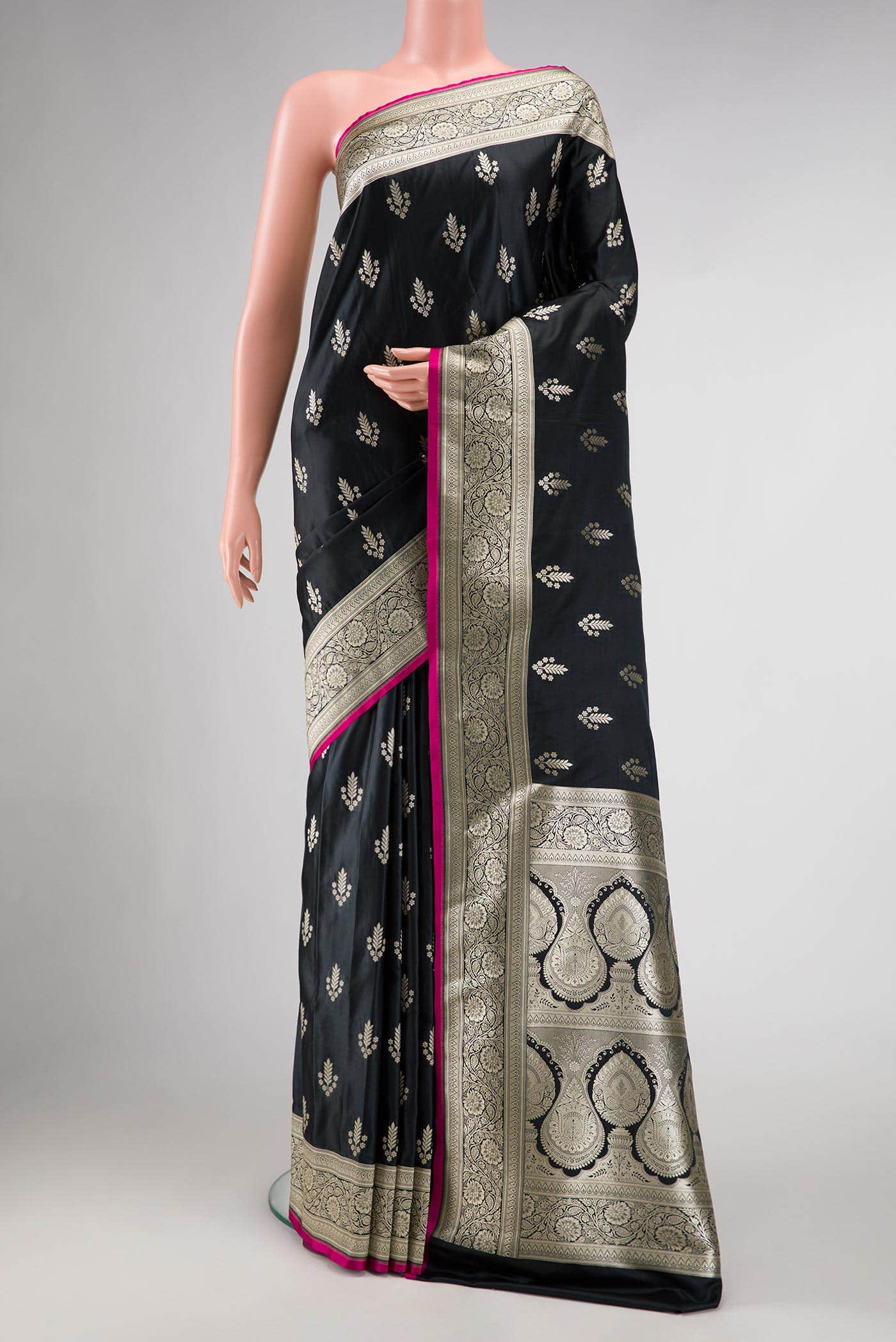 Black Blended Banarasi Silk Saree