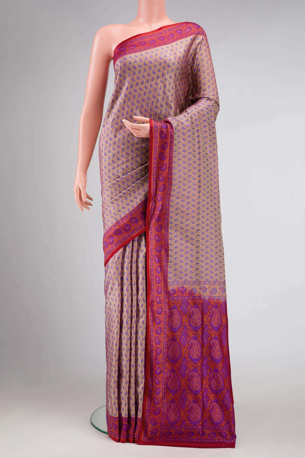 Golden Peach Dual Tone Banarasi Silk Saree