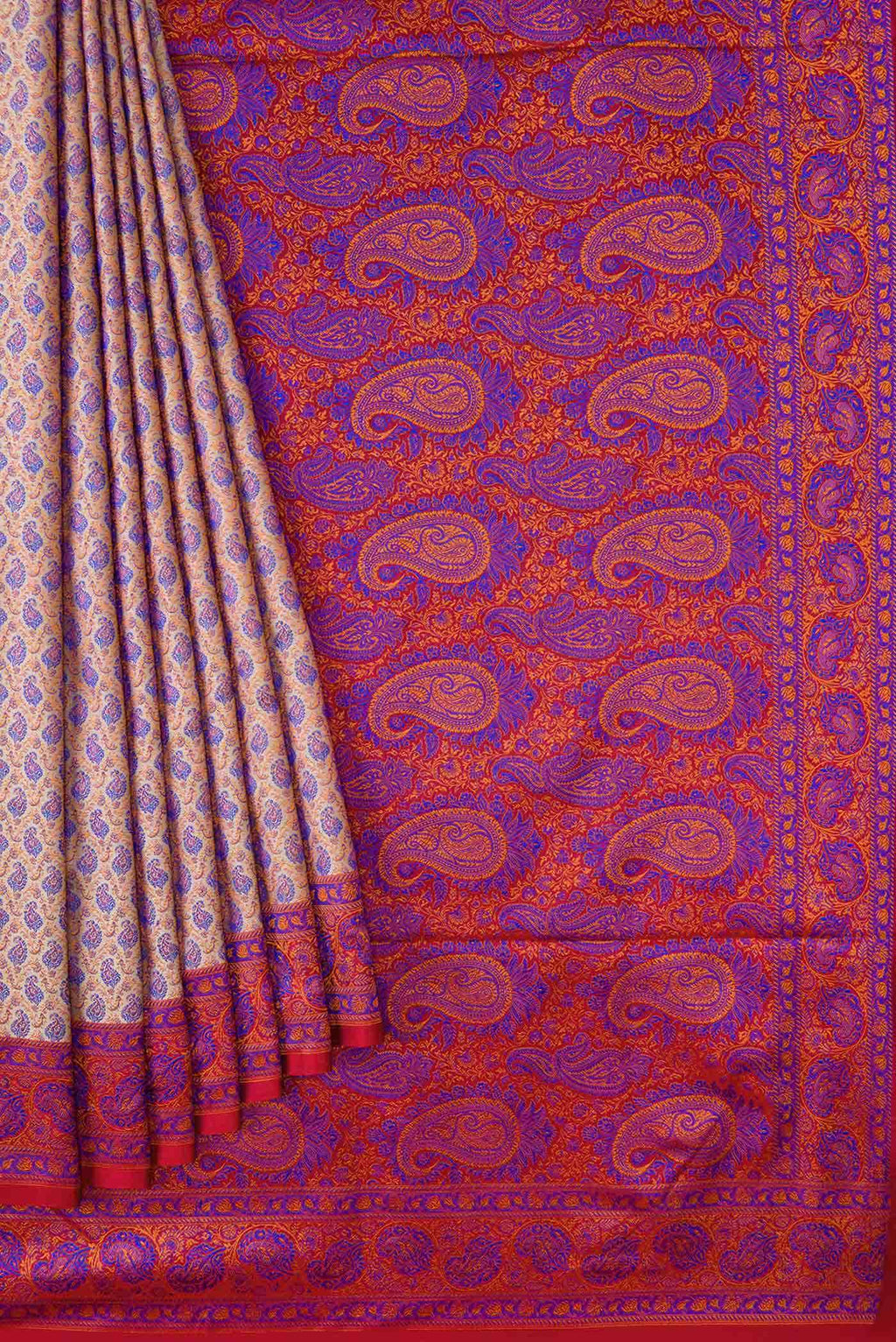 Golden Peach Dual Tone Banarasi Silk Saree