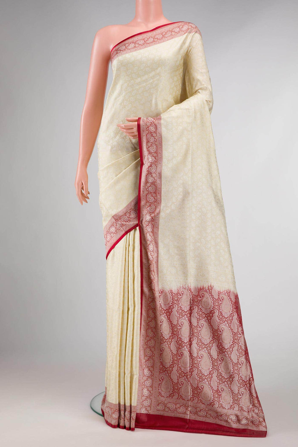 Off White Dual Tone Banarasi Silk Saree